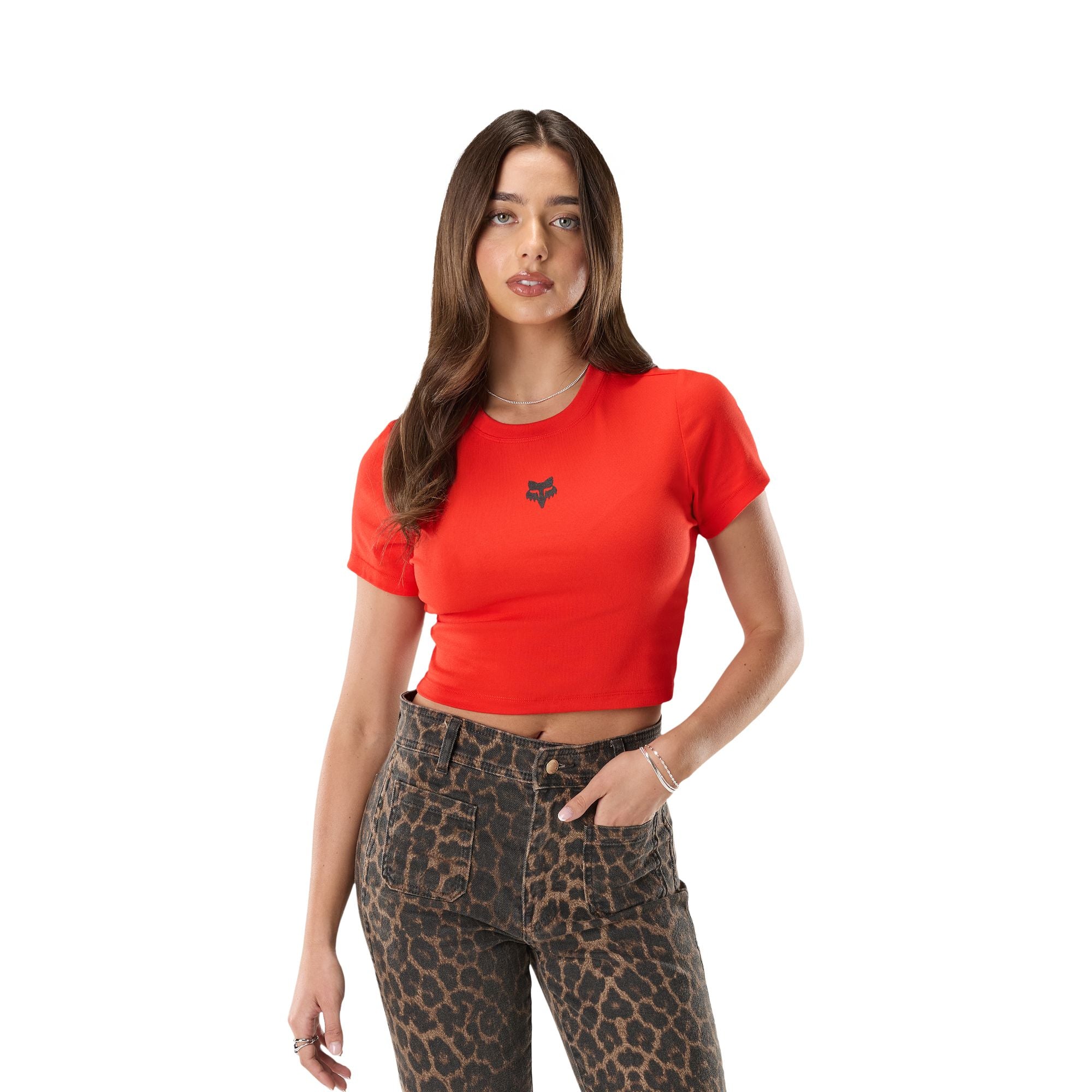 Women's Fox Head Rib Baby Tee