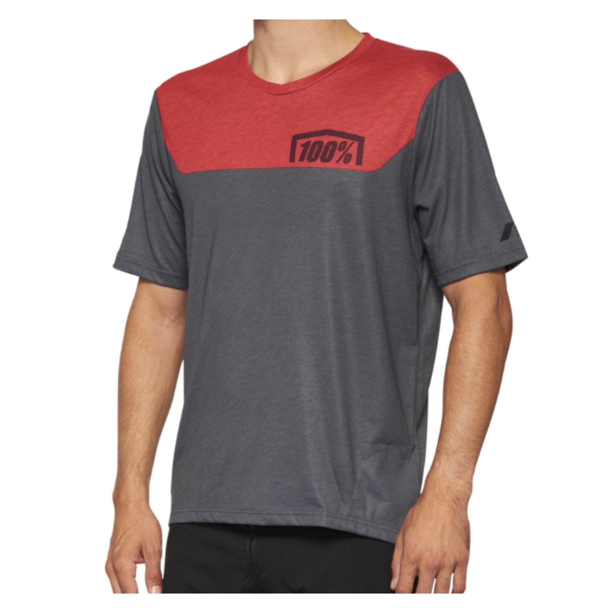 100% Airmatic Short Sleeve MTB Jersey Charcoal/Racer Red / S