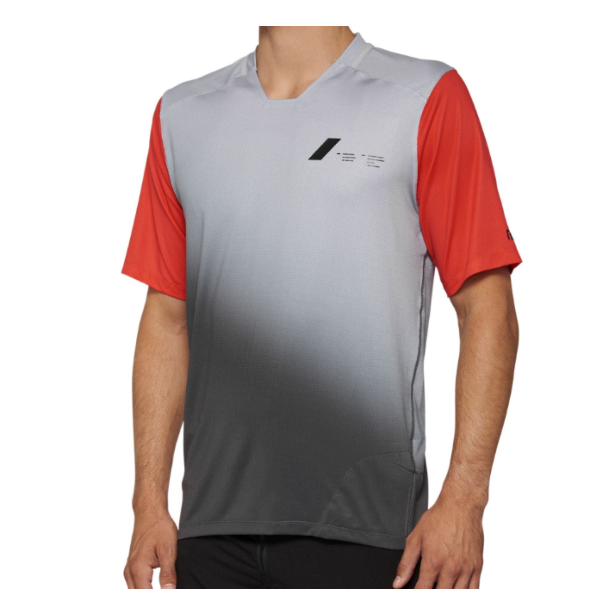 100% Celium Short Sleeve MTB Jersey Grey/Racer Red / S