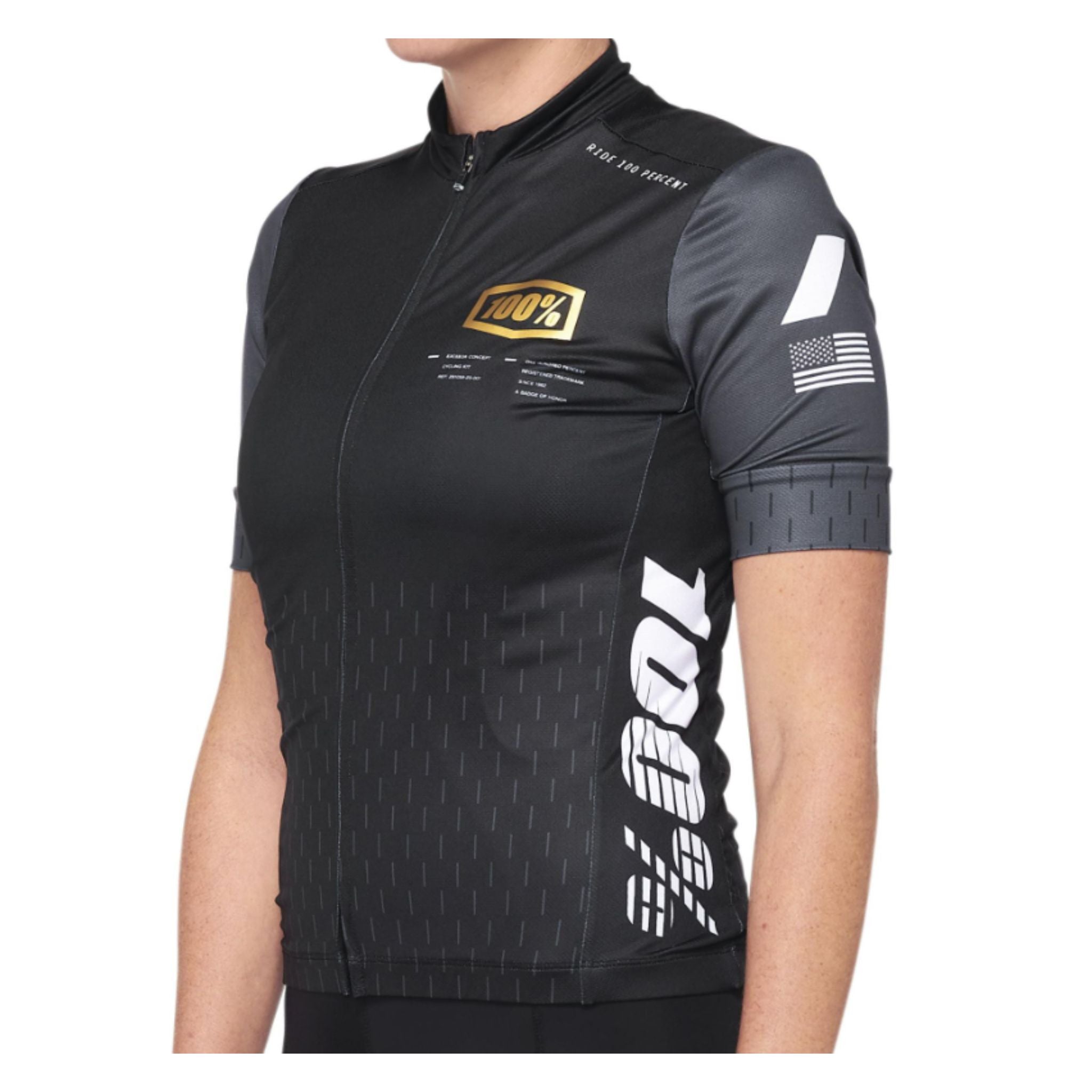 100% Exceeda Women's Short Sleeve Jersey Black/Charcoal / S