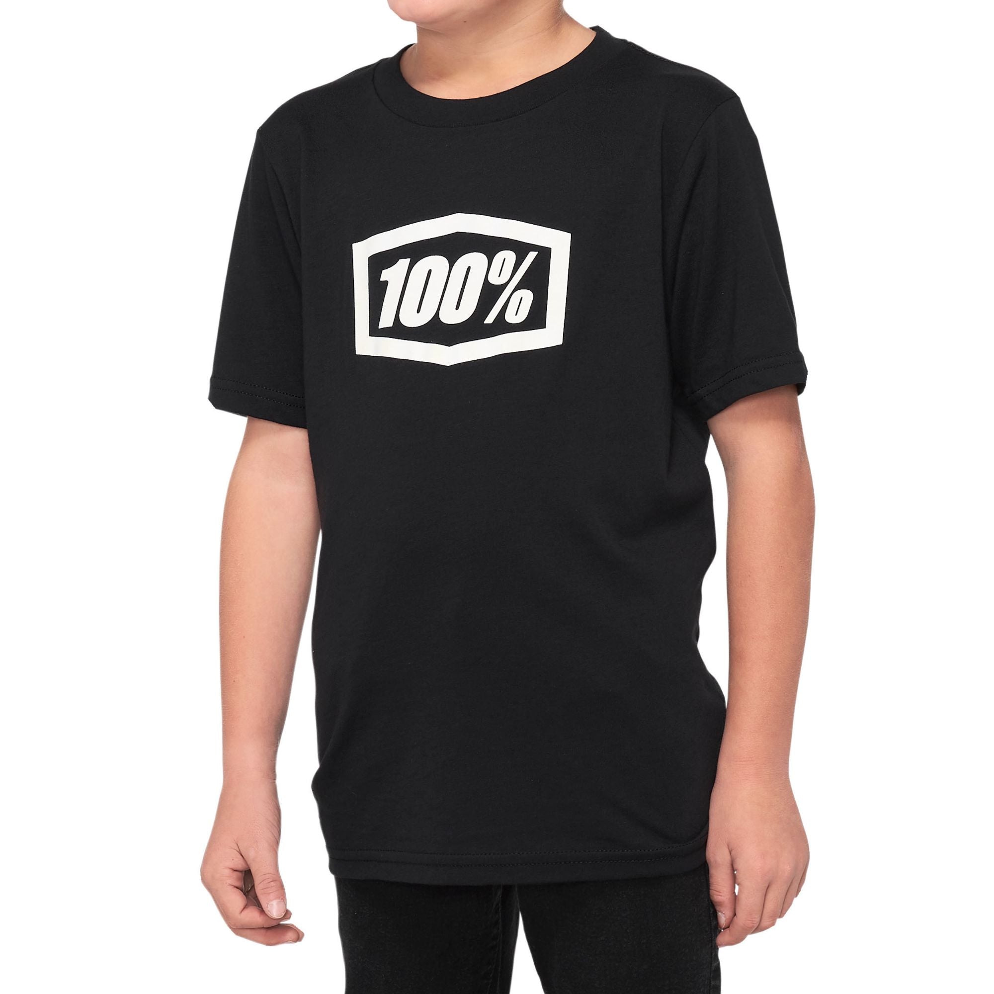 100% Icon Youth Short Sleeve Tee Black / XL