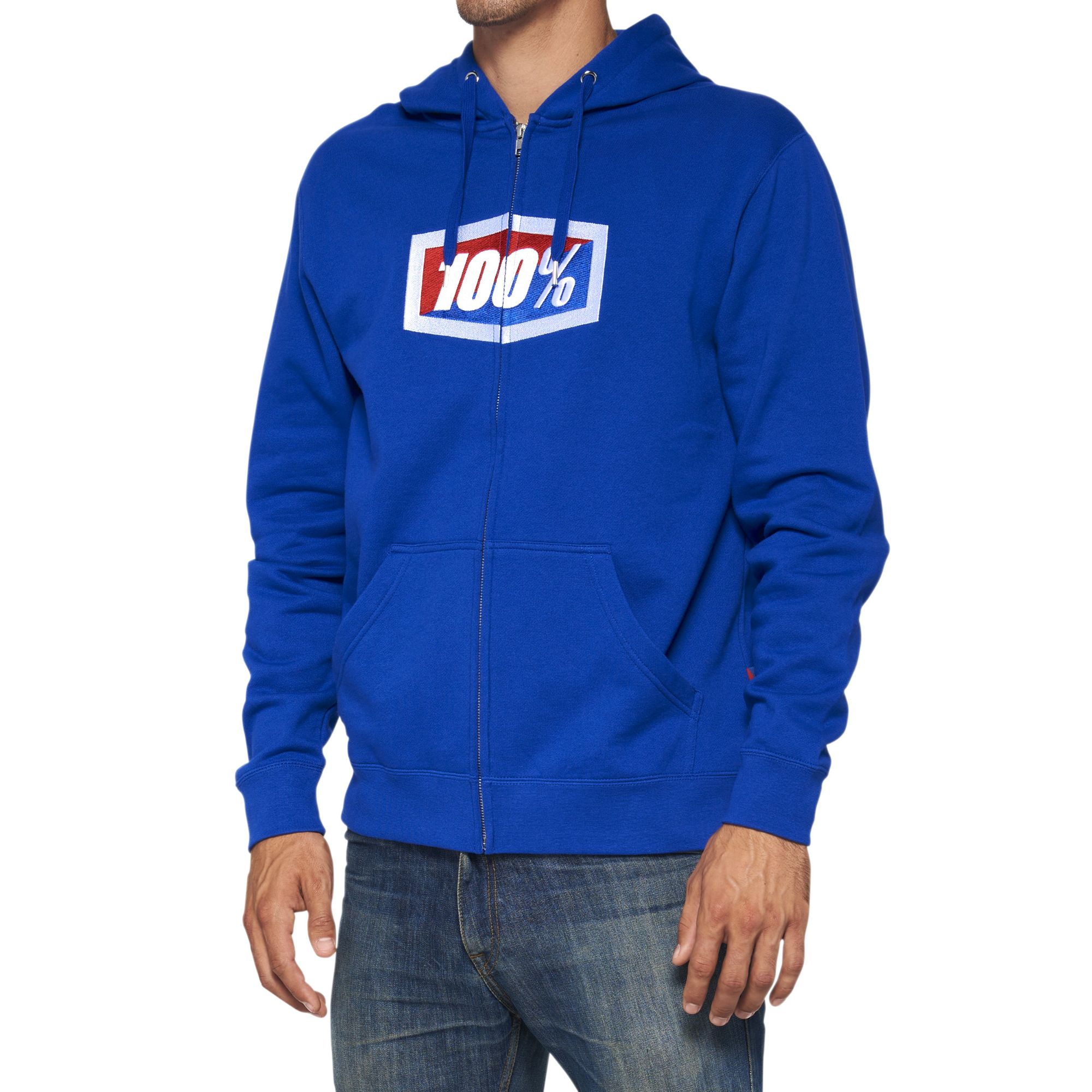 100% Official Zip Hooded Fleece Sweatshirt Royal / S