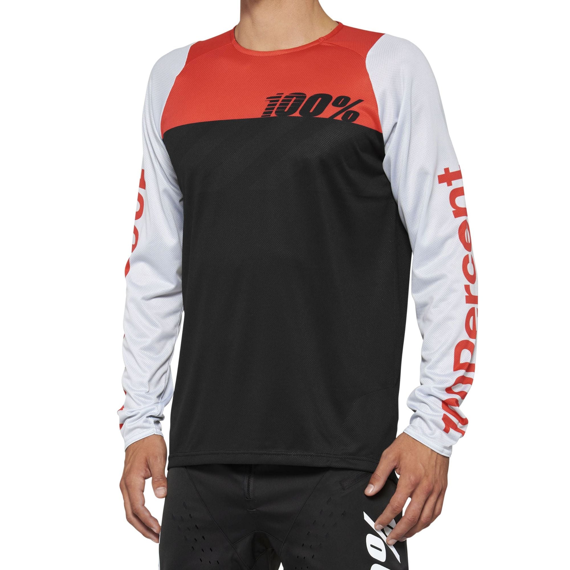 100% R-Core Long Sleeve Jersey Black/Racer Red / S
