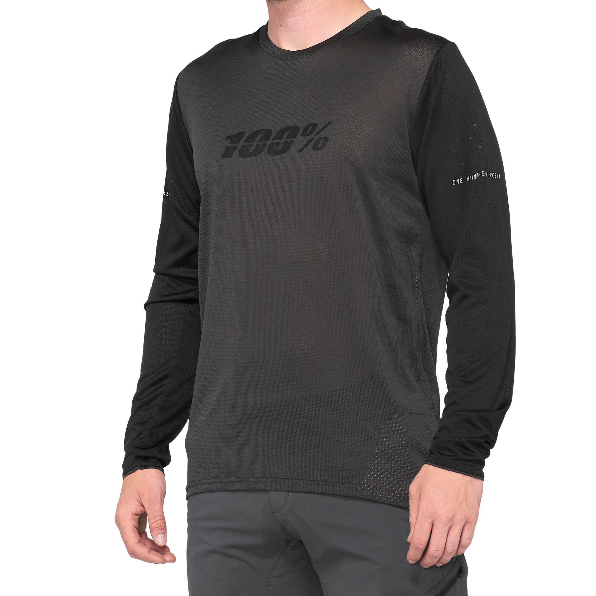 100% Ridecamp Long Sleeve Jersey Black/Charcoal / S