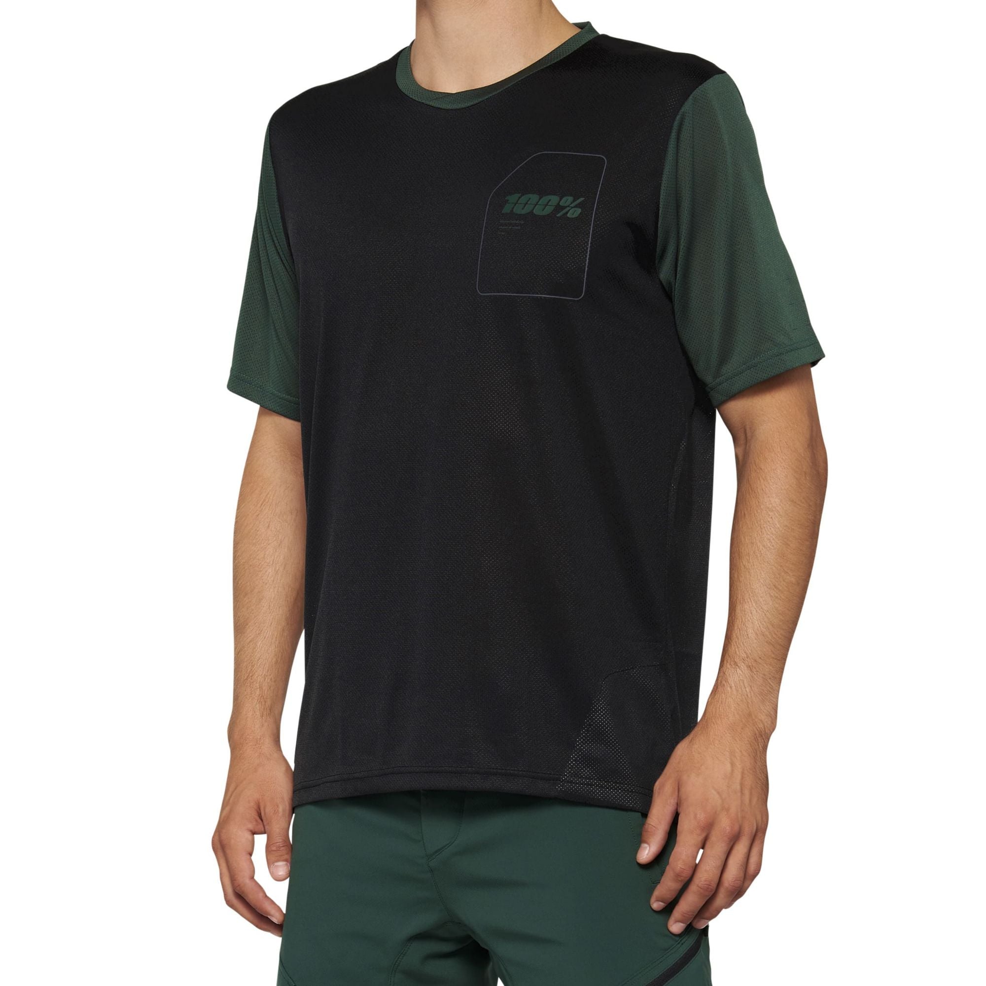 100% Ridecamp Short Sleeve Jersey Black/Forest Green / S