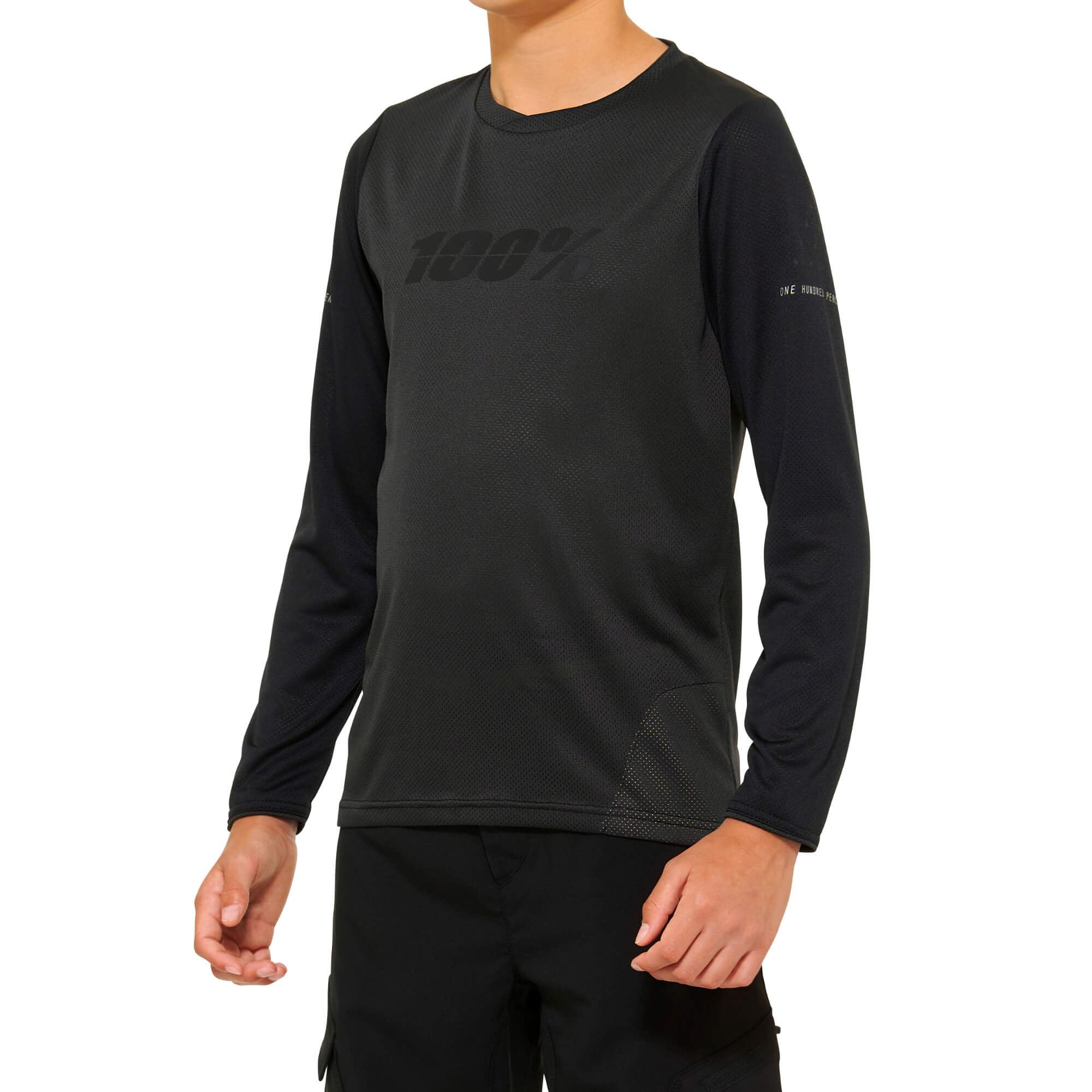 100% Ridecamp Youth Long Sleeve Jersey Black / Charcoal / XL