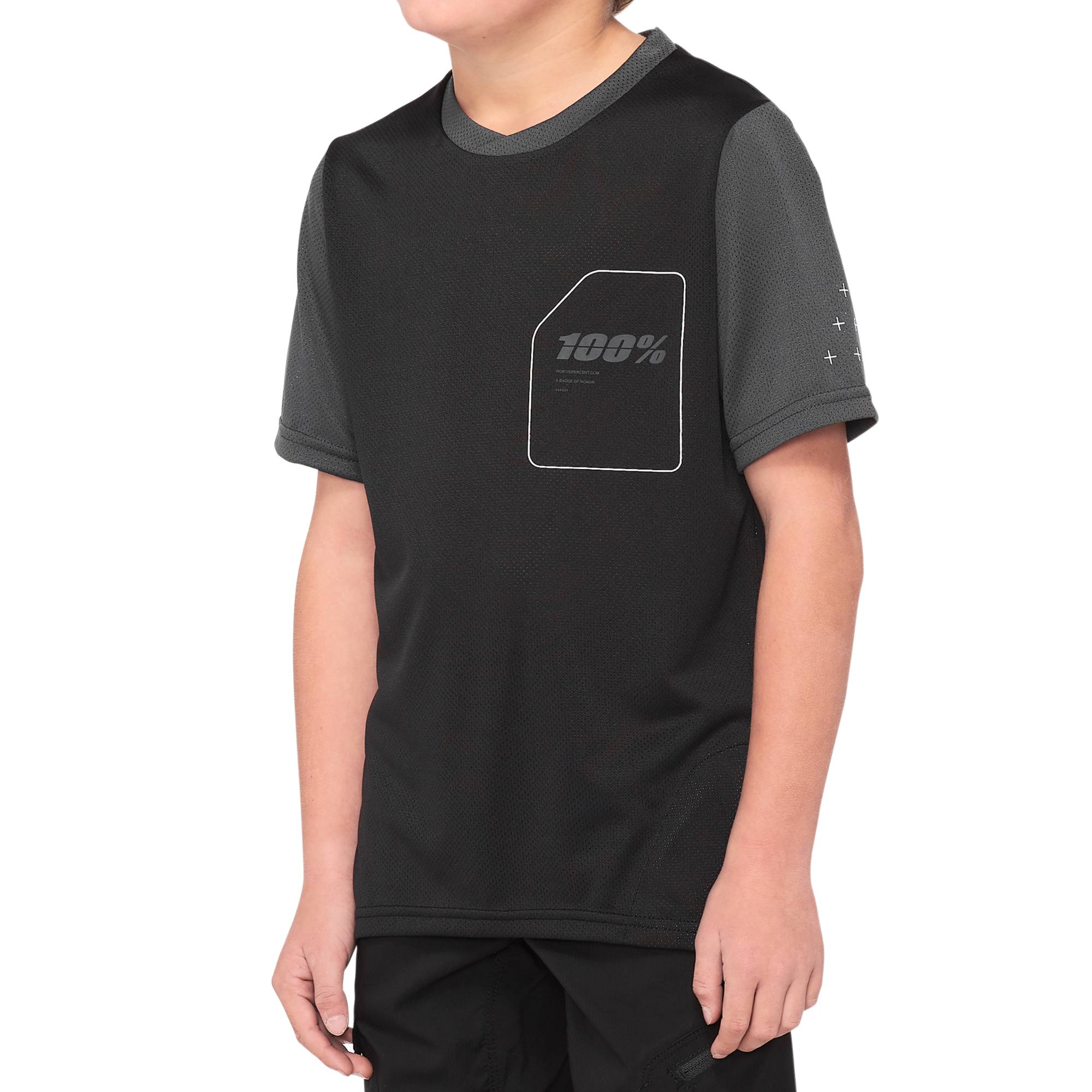 100% Ridecamp Youth Short Sleeve Jersey Black/Charcoal / S