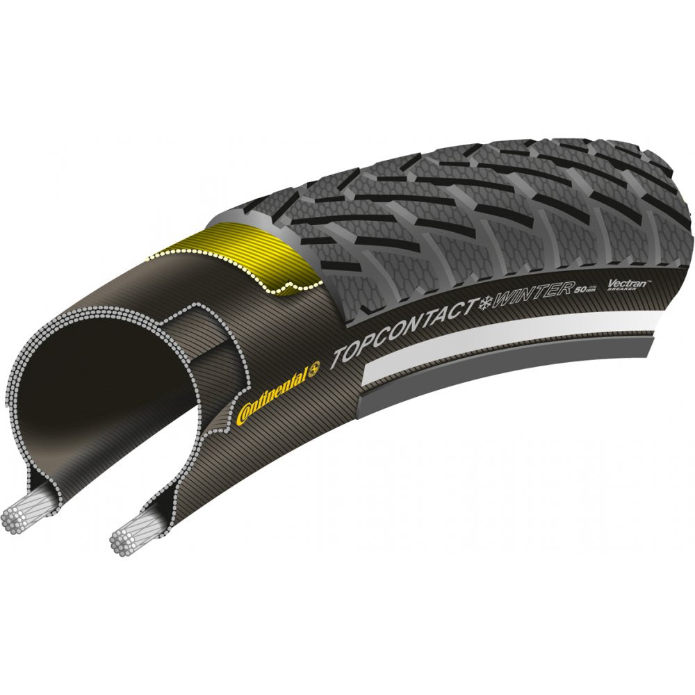 Continental Top Contact Winter II Reflective Tyre Black / 700 x 42C / Foldable Reflective