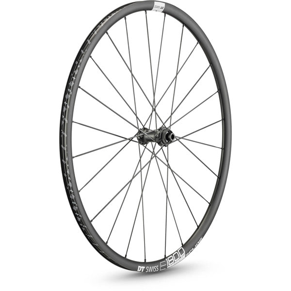 DT Swiss E1800 SPLINE Disc Brake Wheel Black / Front - 23mm Aluminium Clincher / 12 x 100mm