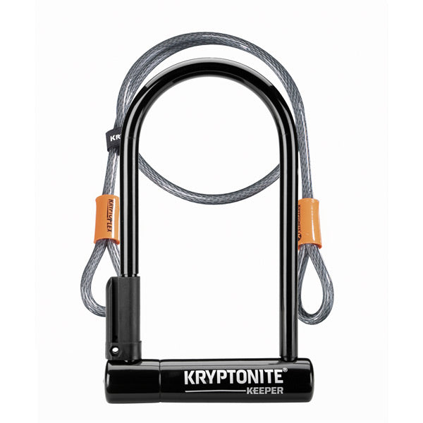 Kryptonite Keeper 12 Standard U-Lock with 4 Foot Kryptoflex Cable Sold Secure Silver Black / Standard with 4 ft Kryptoflex