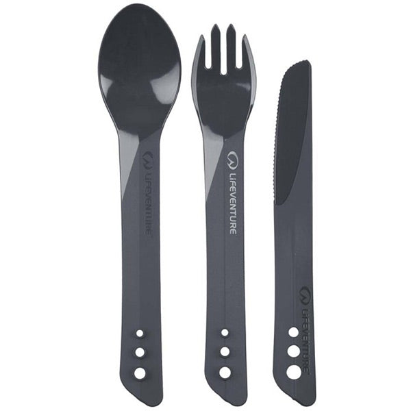Lifeventure Ellipse Knife, Fork and Spoon Set Grey / One Size