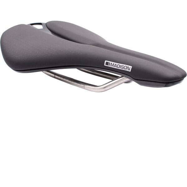 Madison Flux Aero Short Alloy Titanium Rail Saddle Black / 142mm x 242mm / Short Fit