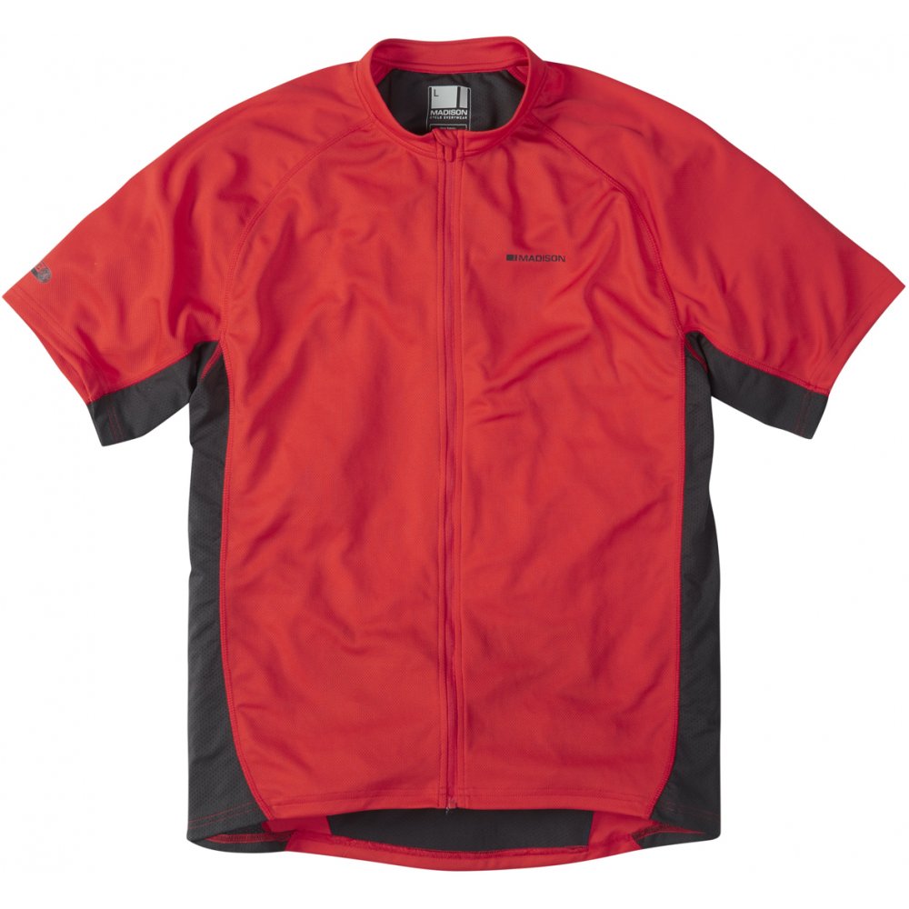 Madison Trail men's short sleeved jersey, black small Flame Red / S
