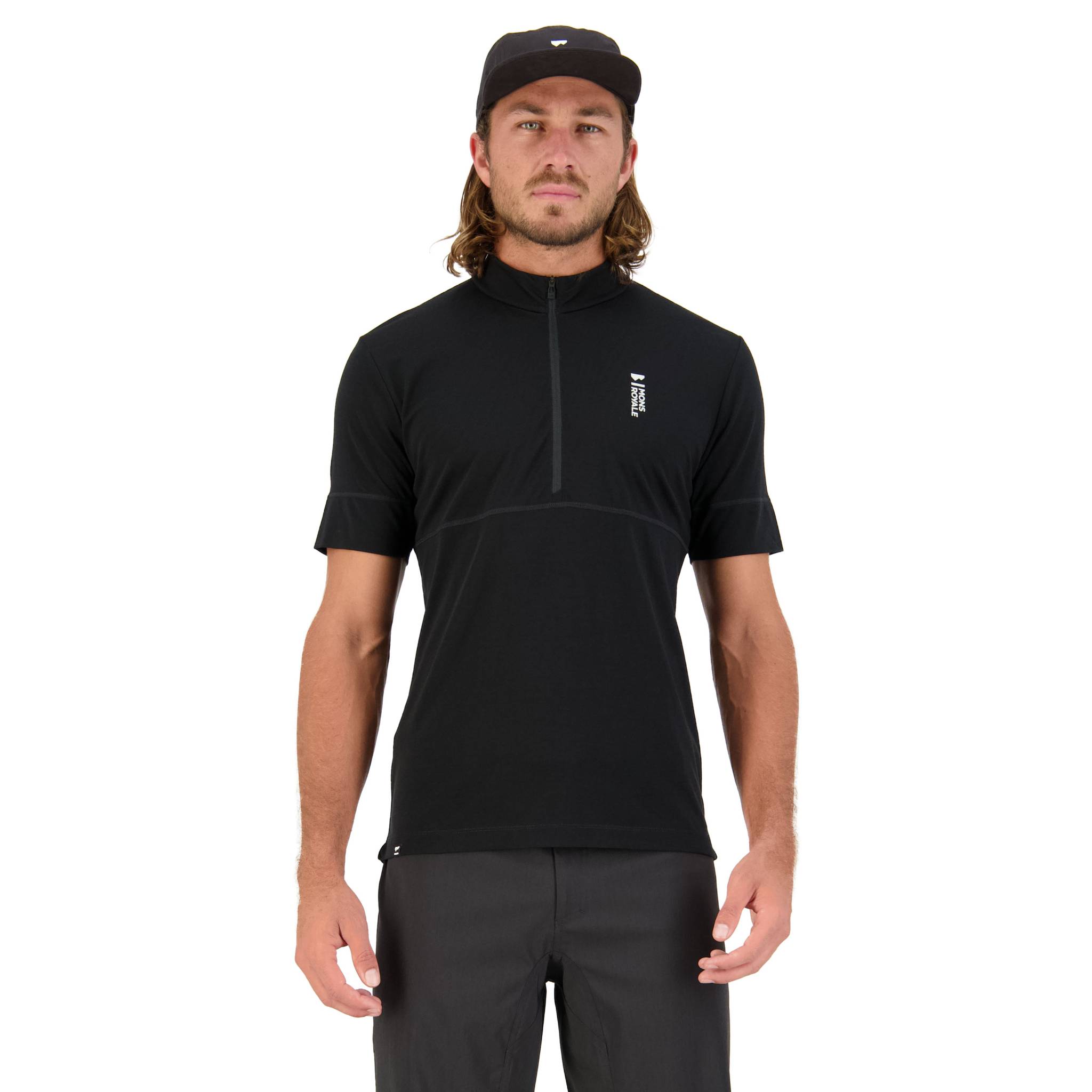 Mons Royale Cadence Half Zip T - Black Black / M
