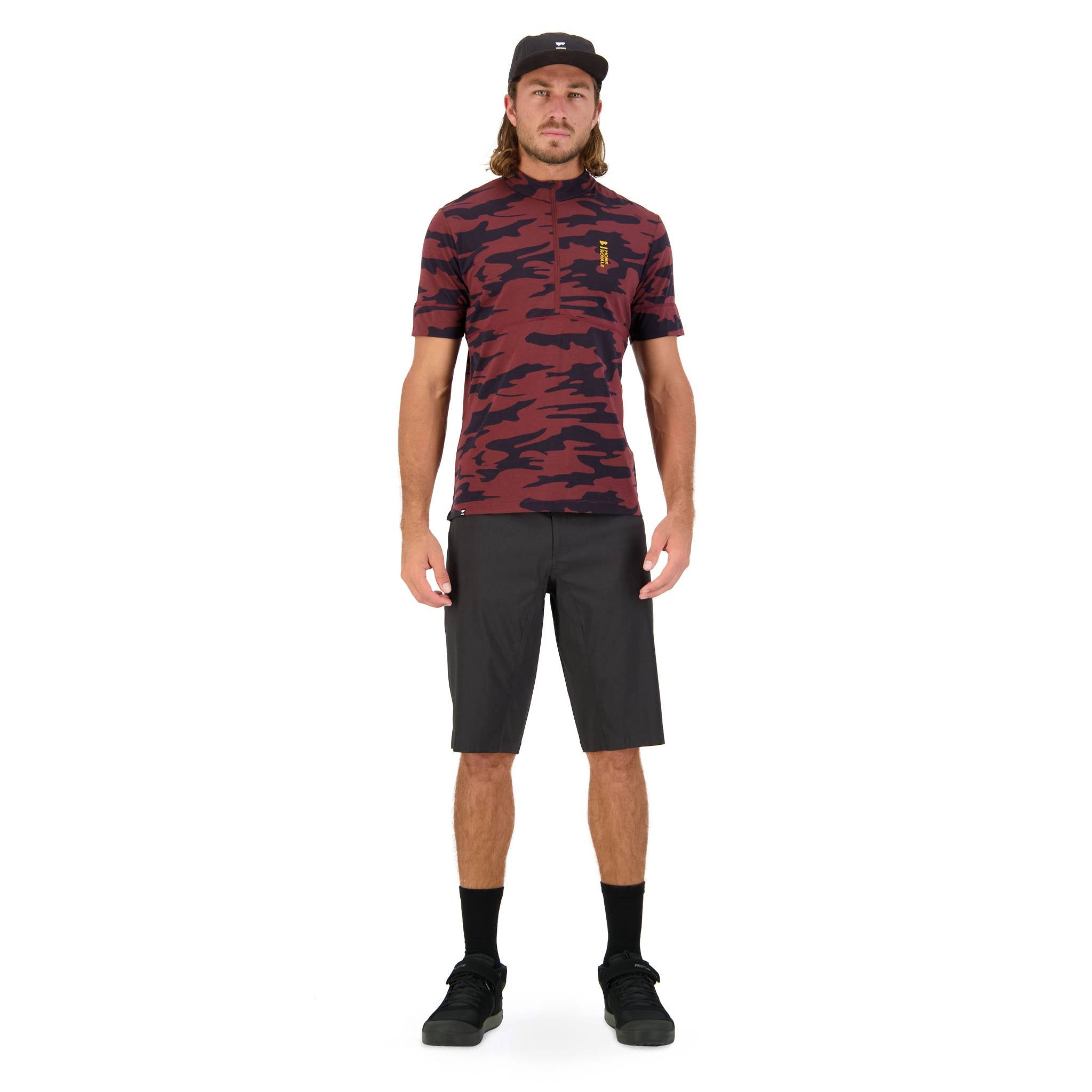 Mons Royale Cadence Half Zip T - Chocolate Camo Chocolate Camo / XL