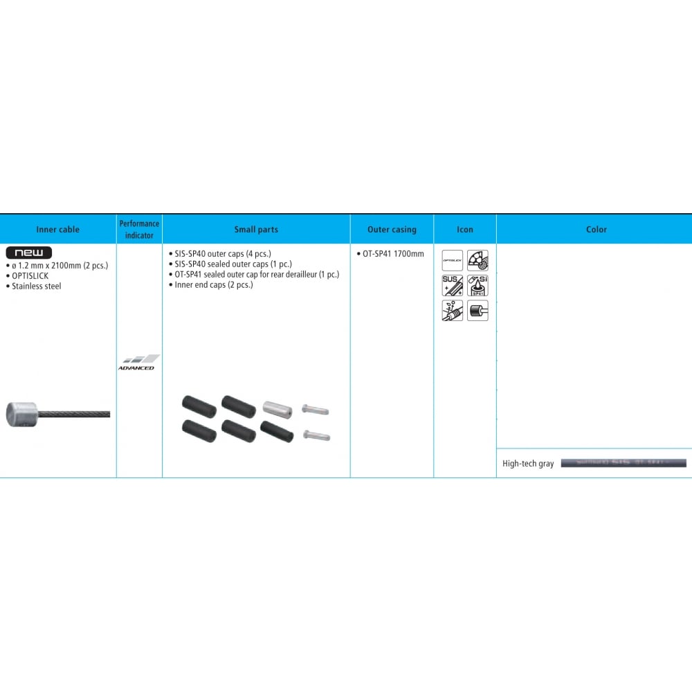 Shimano 105 5800 / Tiagra 4700 Road gear cable set, Optislick coated inners Black