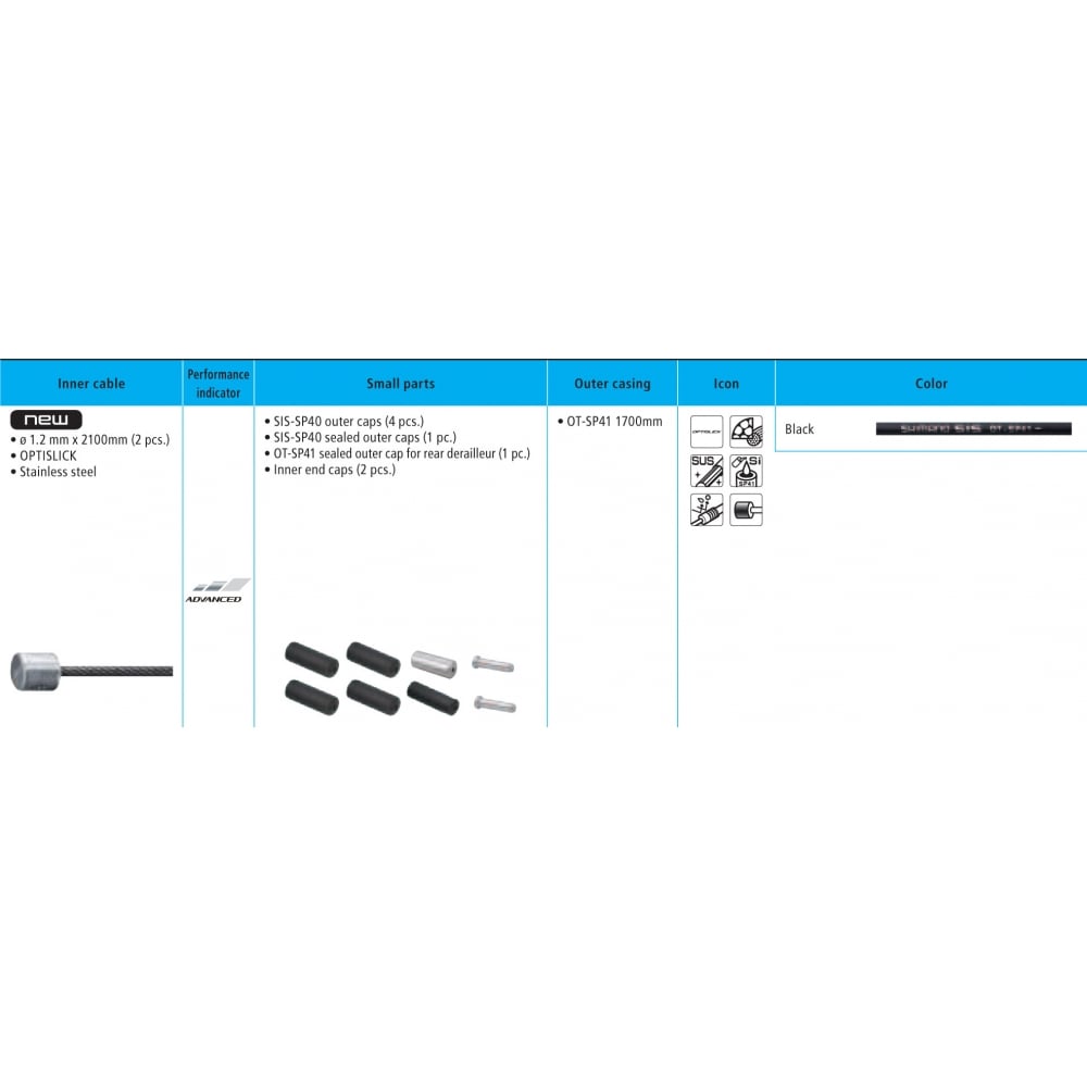 Shimano 105 5800 / Tiagra 4700 Road gear cable set, Optislick coated inners Black