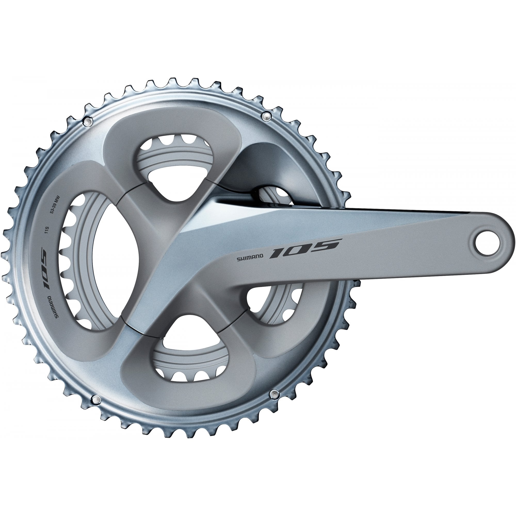 Shimano 105 FC-R7000 Double Road Bike Chainset - HollowTech II Silver / 172.5mm / 53 / 39 teeth