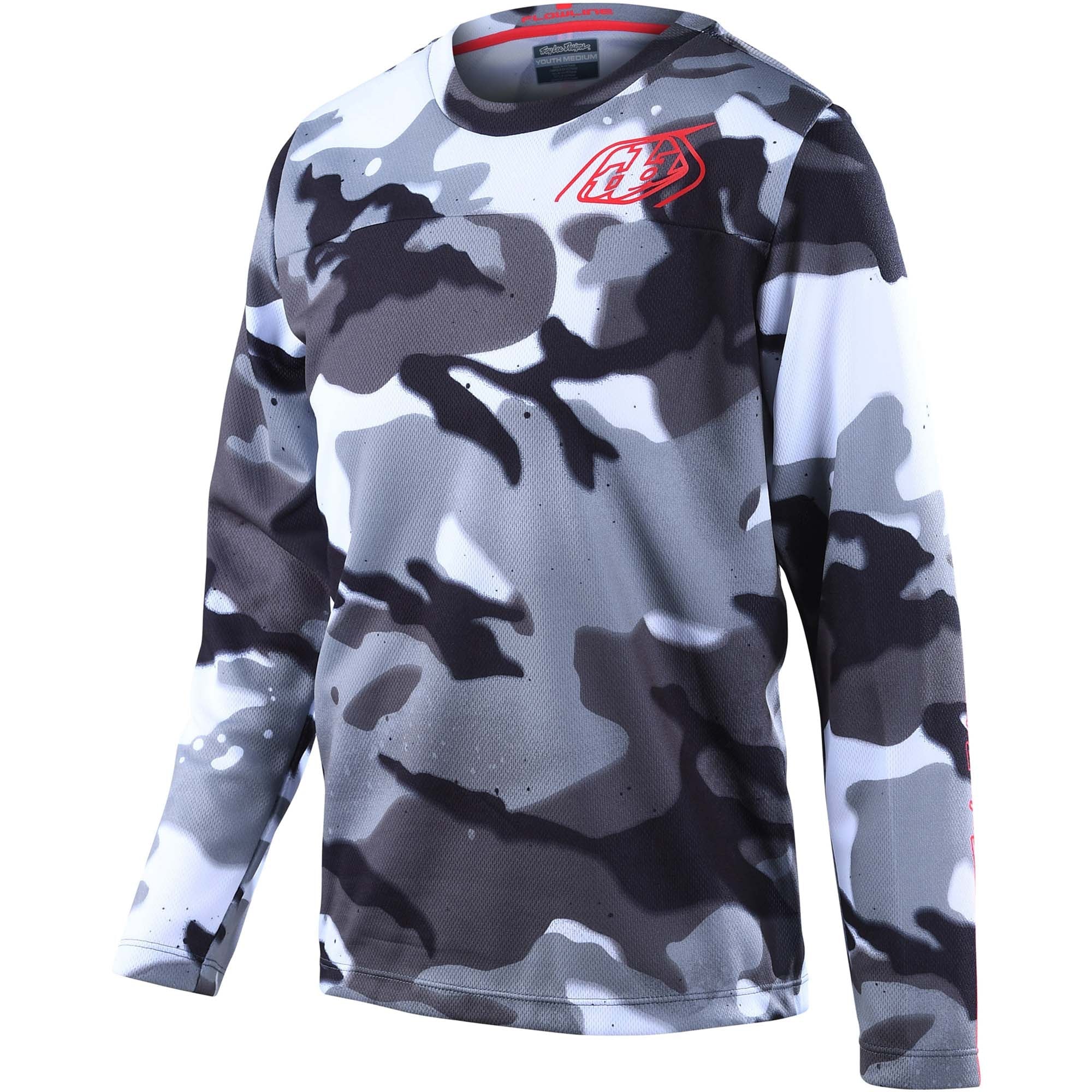 Troy Lee Designs Youth Flowline LS Jersey Spray Camo - White / Y-XS