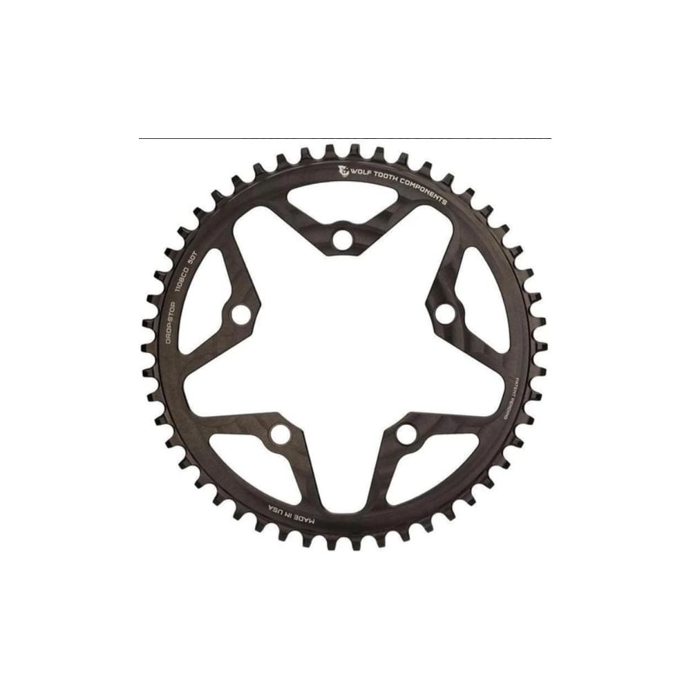 Wolf Tooth 110 BCD Cyclocross Chainring Flat Top Black Black / 38t
