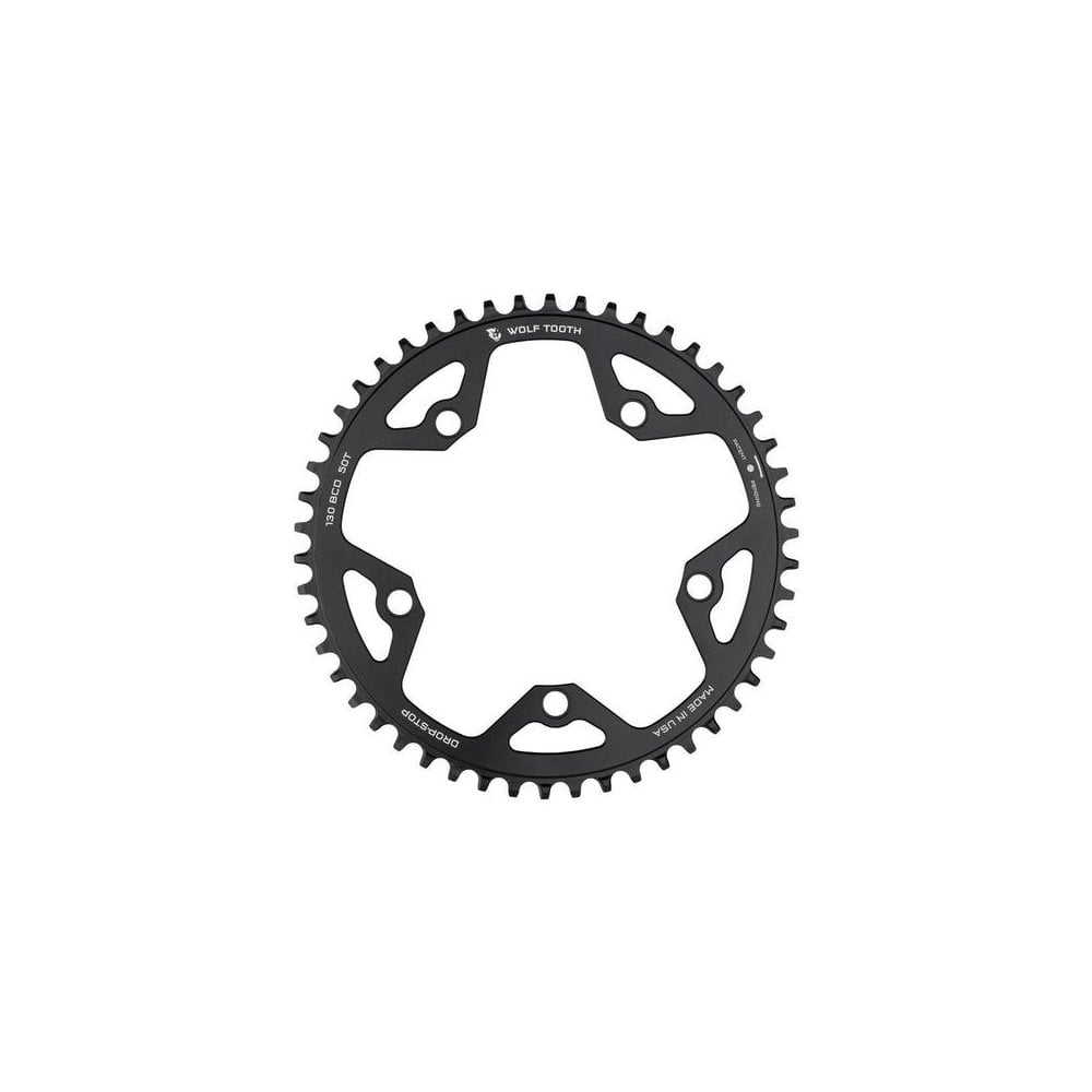 Wolf Tooth 130 BCD Cyclocross Chainring Flat Top Black Black / 38t
