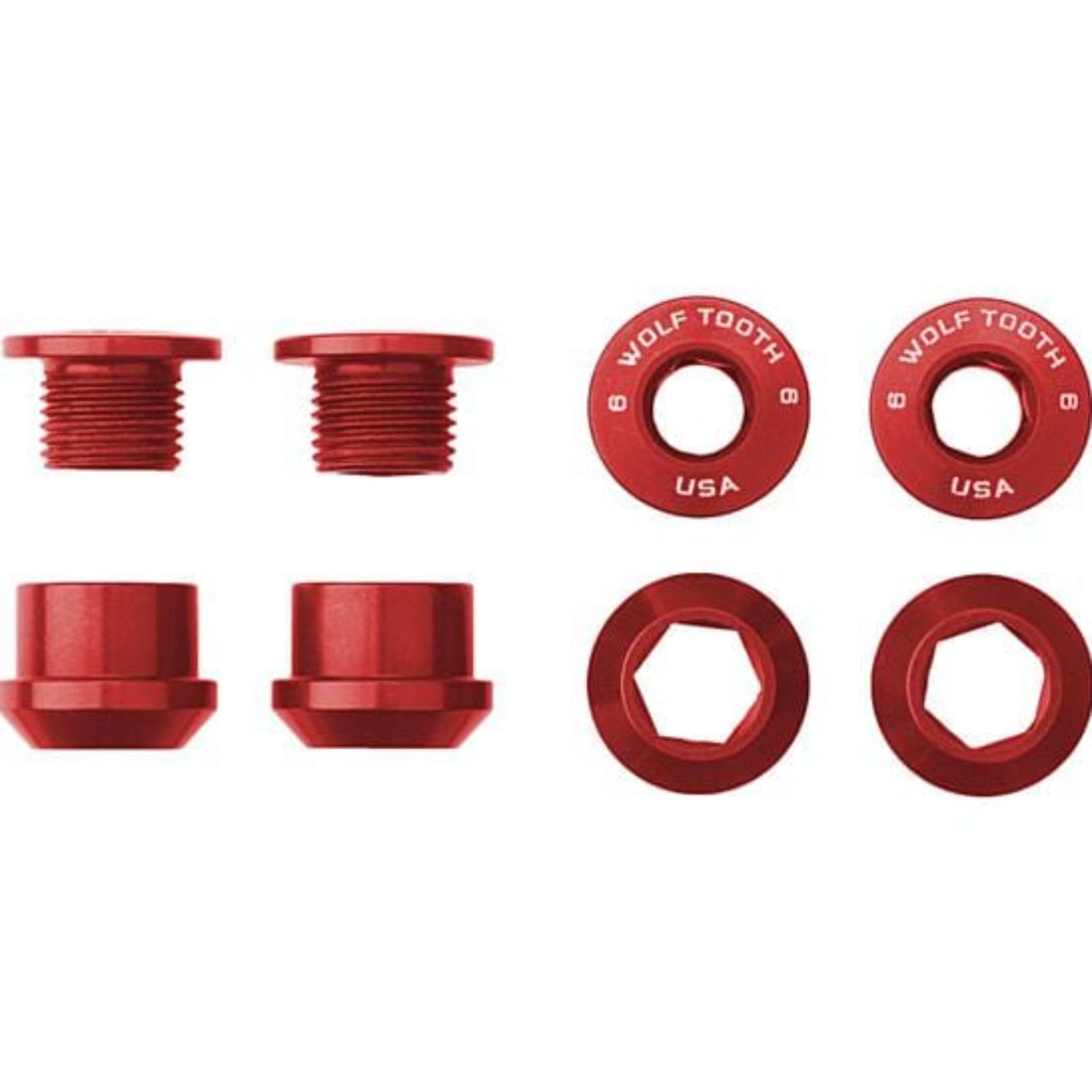 Wolf Tooth Chainring Bolts for 1x Set of 4 Red / Set of 4