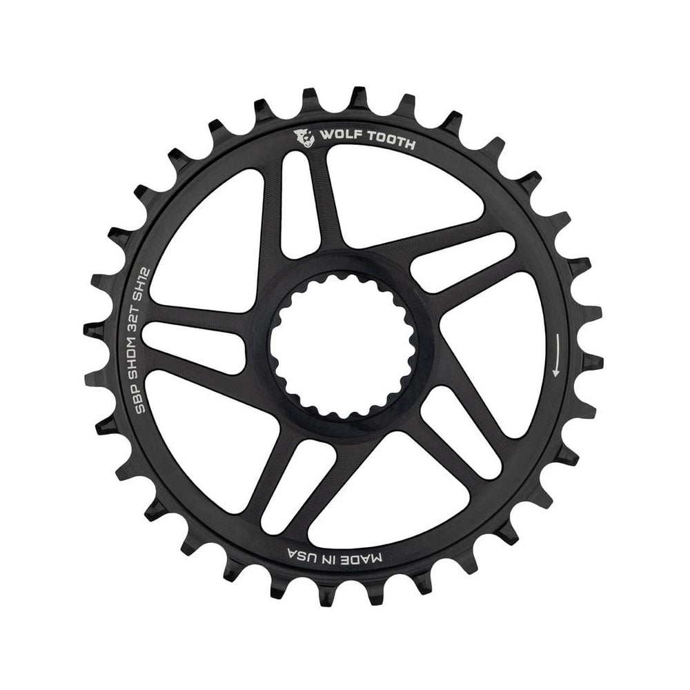 Wolf Tooth Direct Mount Chainring for Shimano cranks 12spd Hyperglide Chain Black / 30t Boost Shimano 12 spd