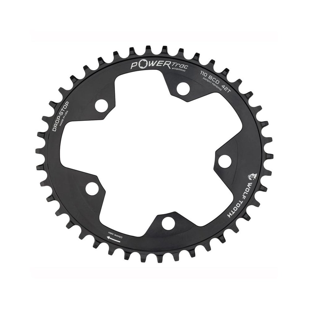 Wolf Tooth Elliptical 110 BCD Chainrings Flat Top Black / 40t