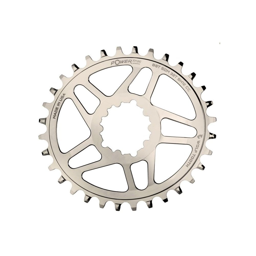 Wolf Tooth Elliptical Direct Mount Chainring for eeWings/SRAM Boost Nickel for Shimano HG+ Silver / 32t