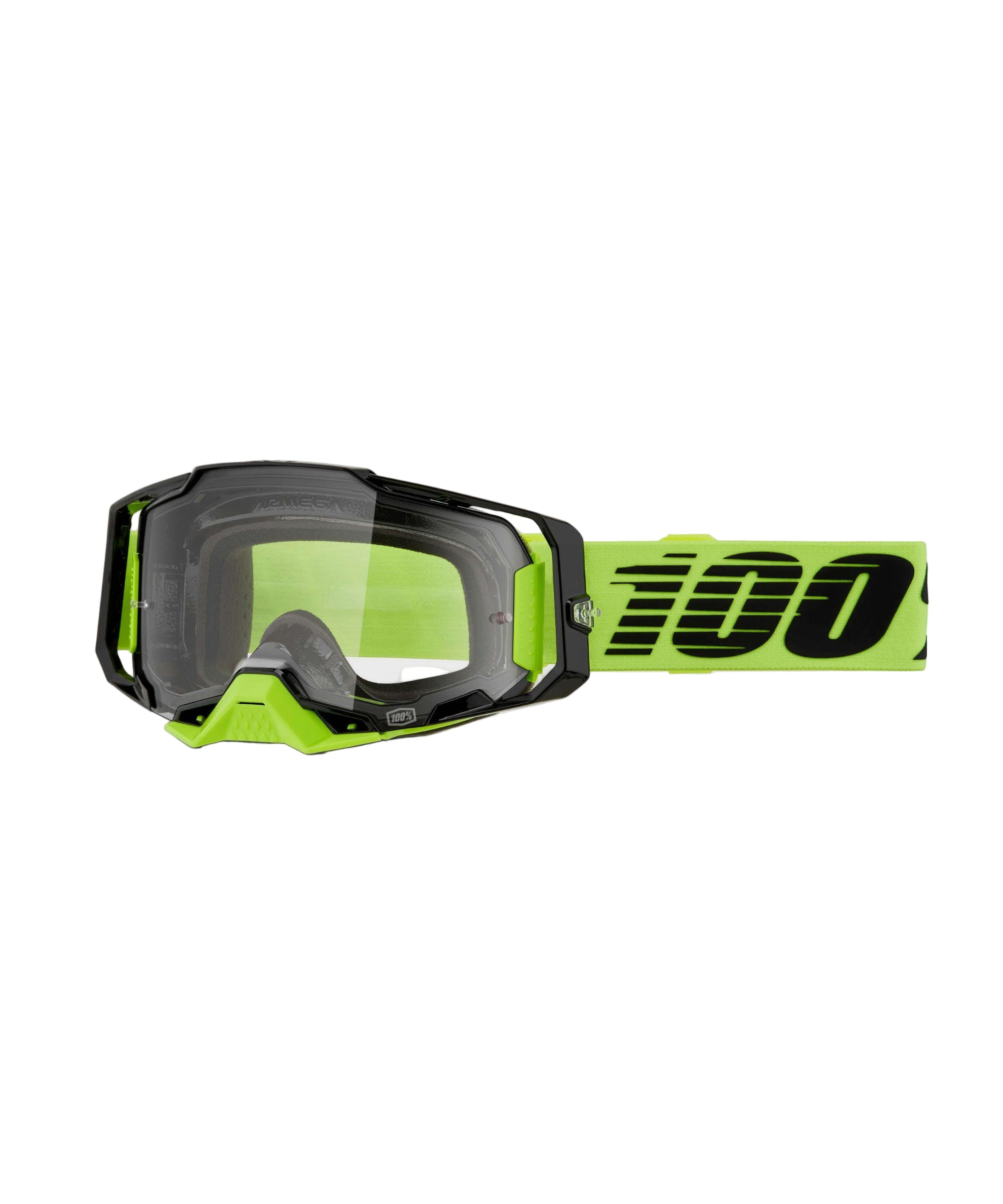 100% Armega Goggles Neon Yellow / Clear Lens