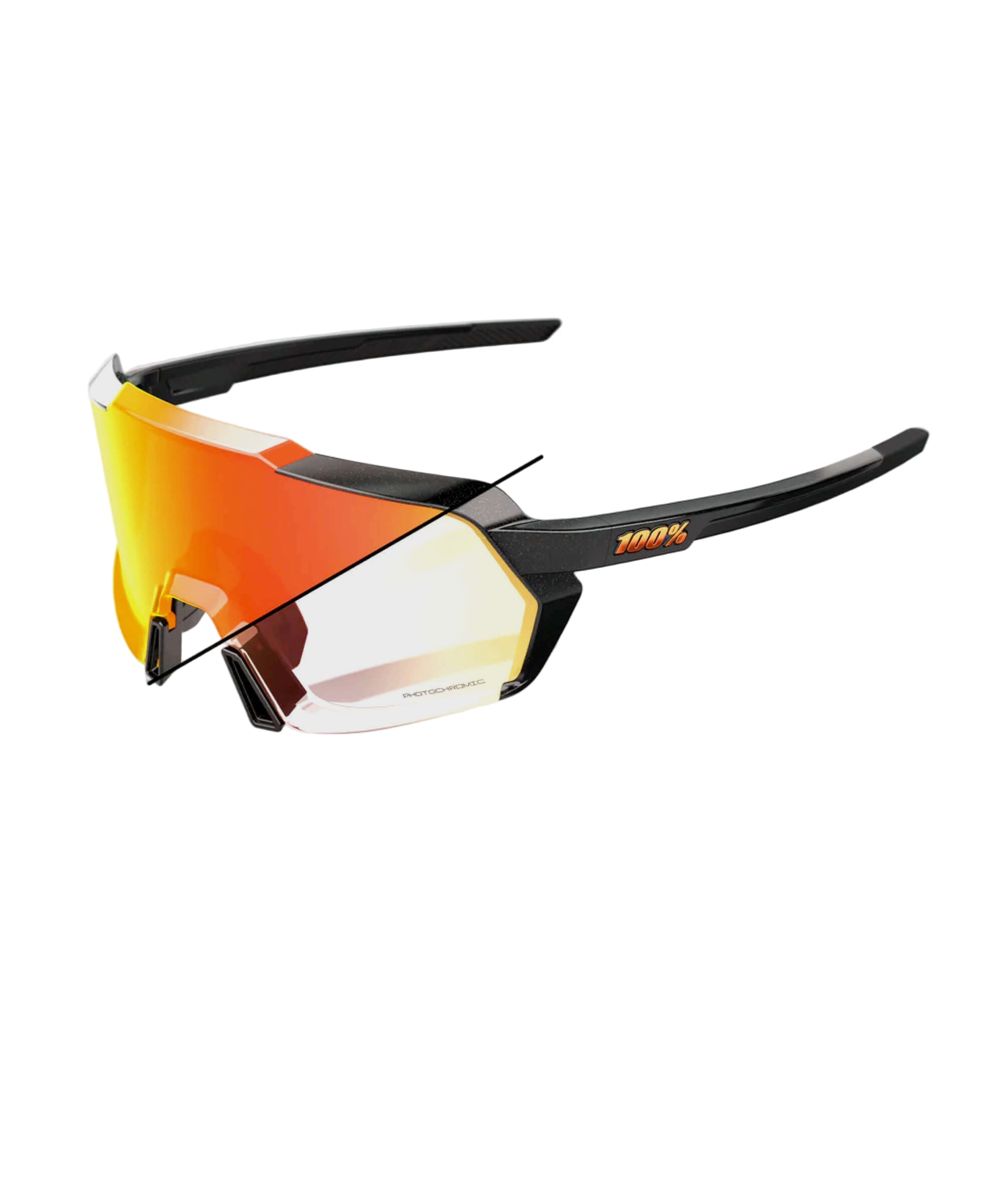 100% Korbin Glasses Gloss Metallic Black/Orange Flash Mirror Photoc