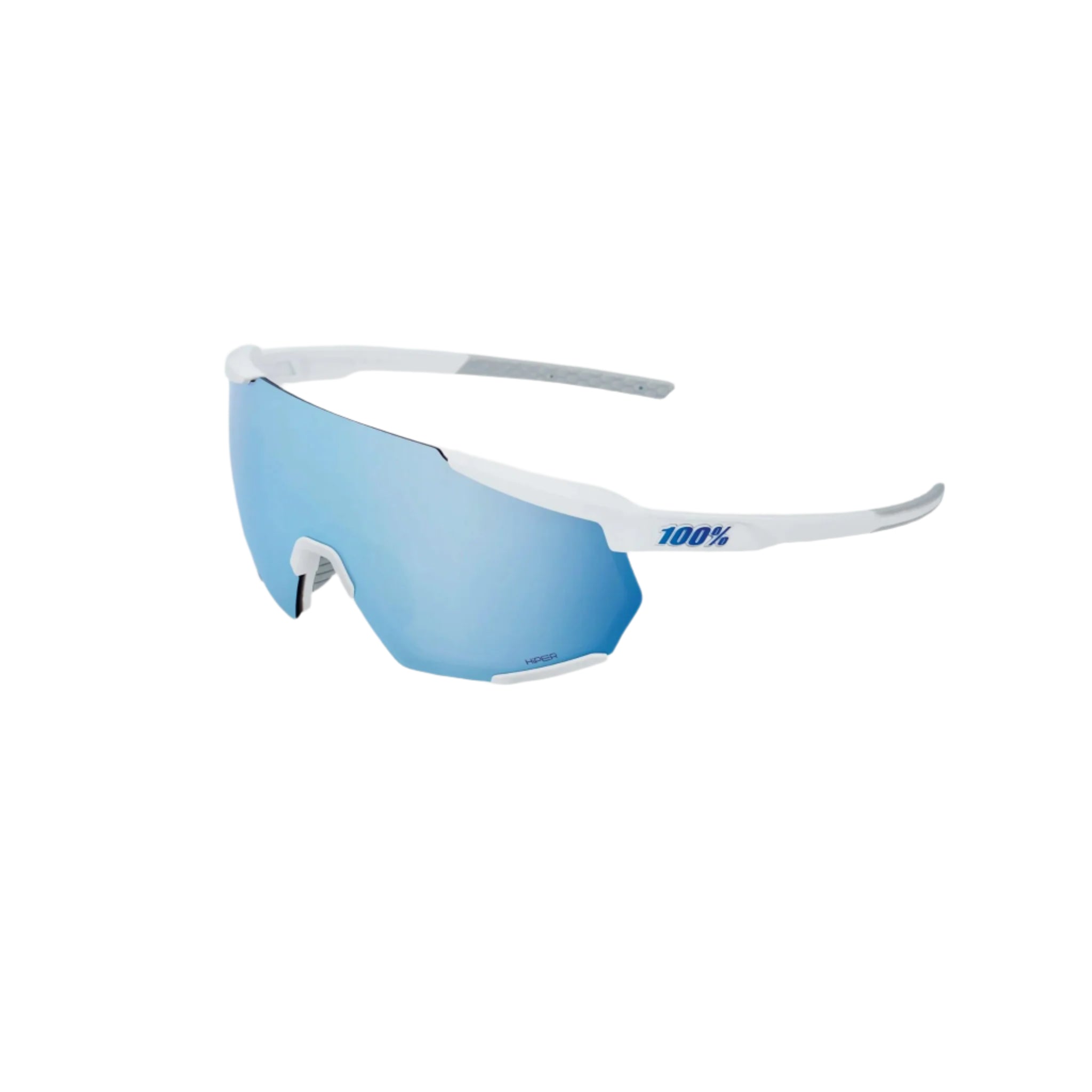 100% Racetrap 3.0 Glasses Matte White / HiPER Blue Multilayer Mirror Lens