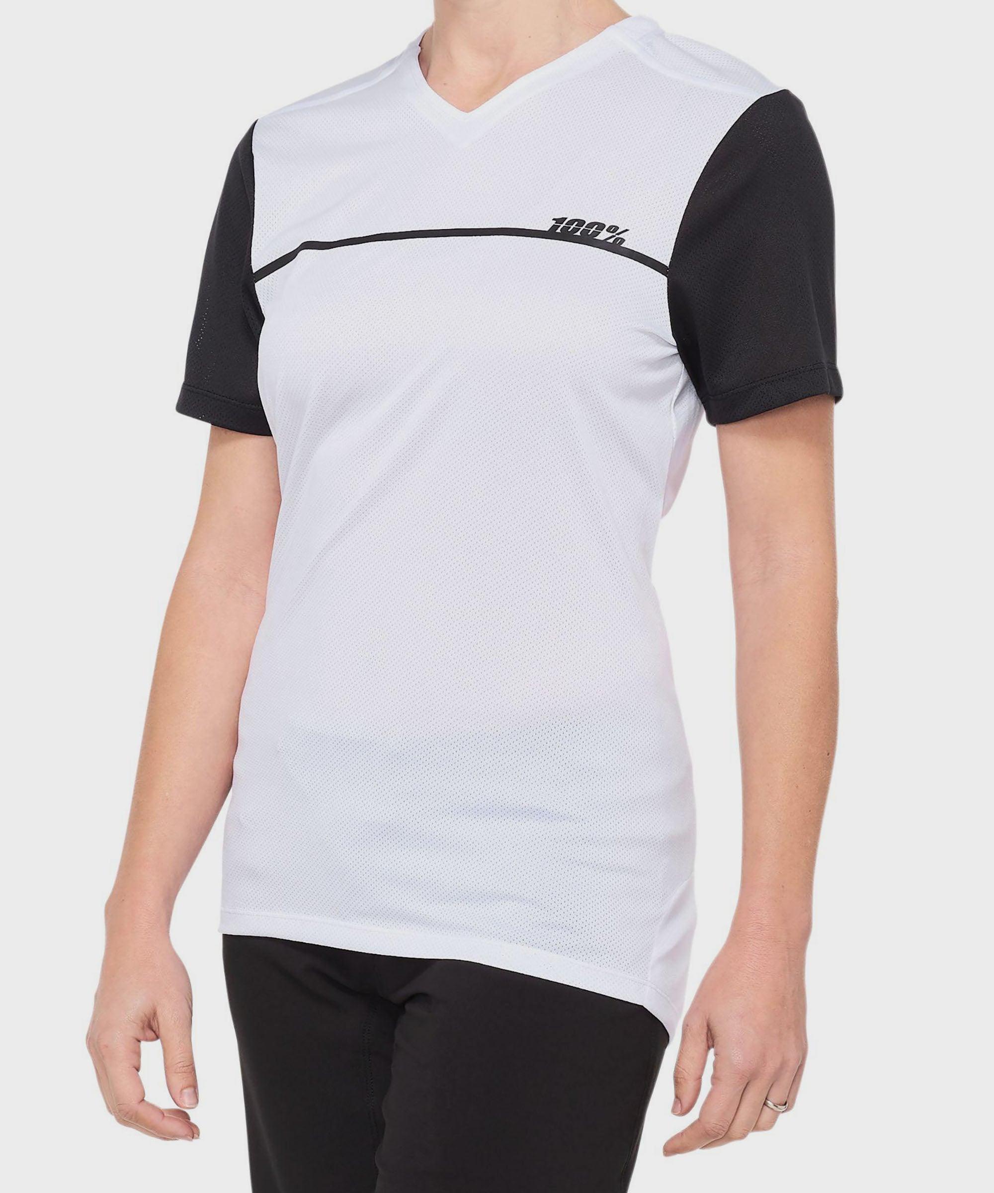 100% Ridecamp Women's Short Sleeve Jersey White/Black / S