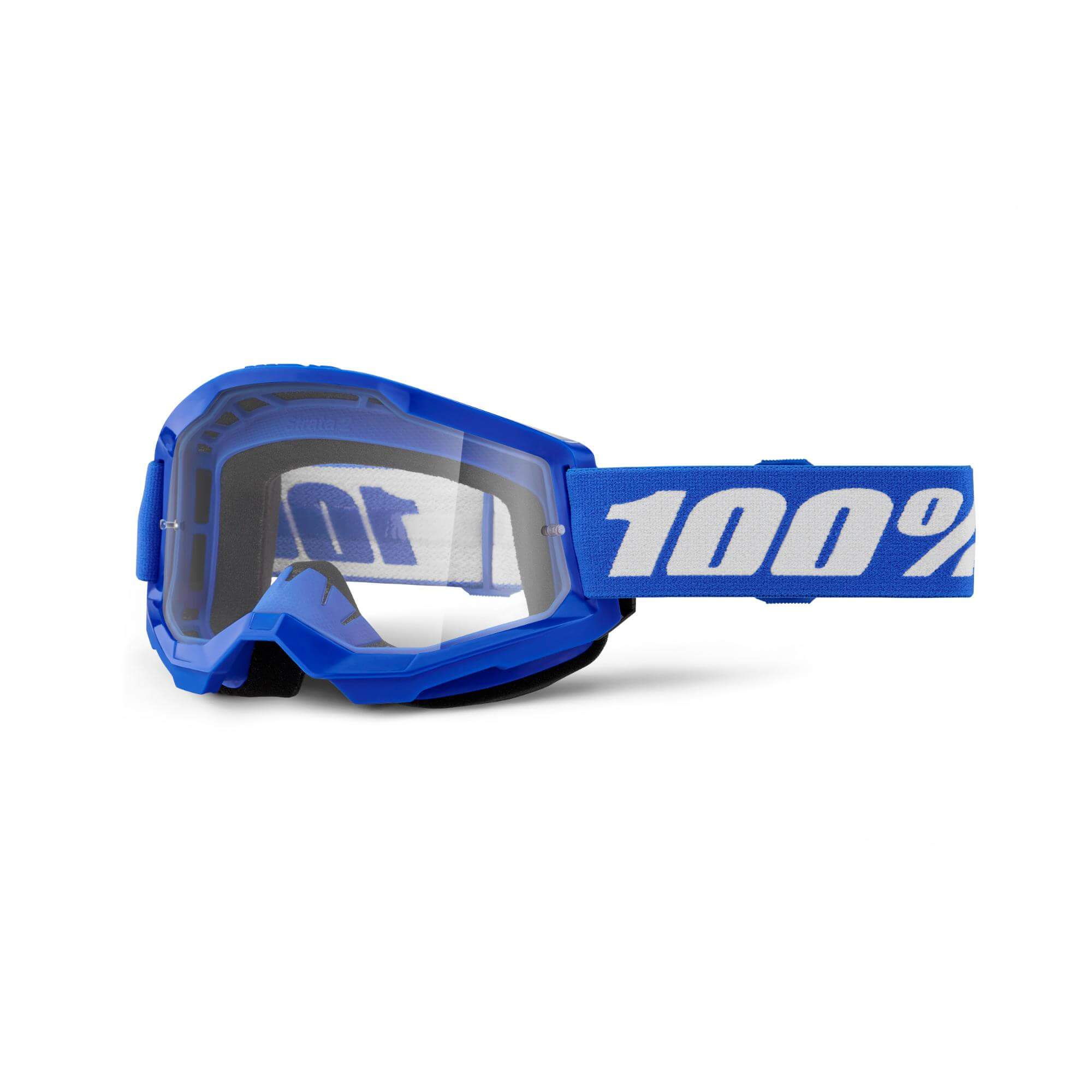 100% Strata 2 Clear Lens Goggles Blue