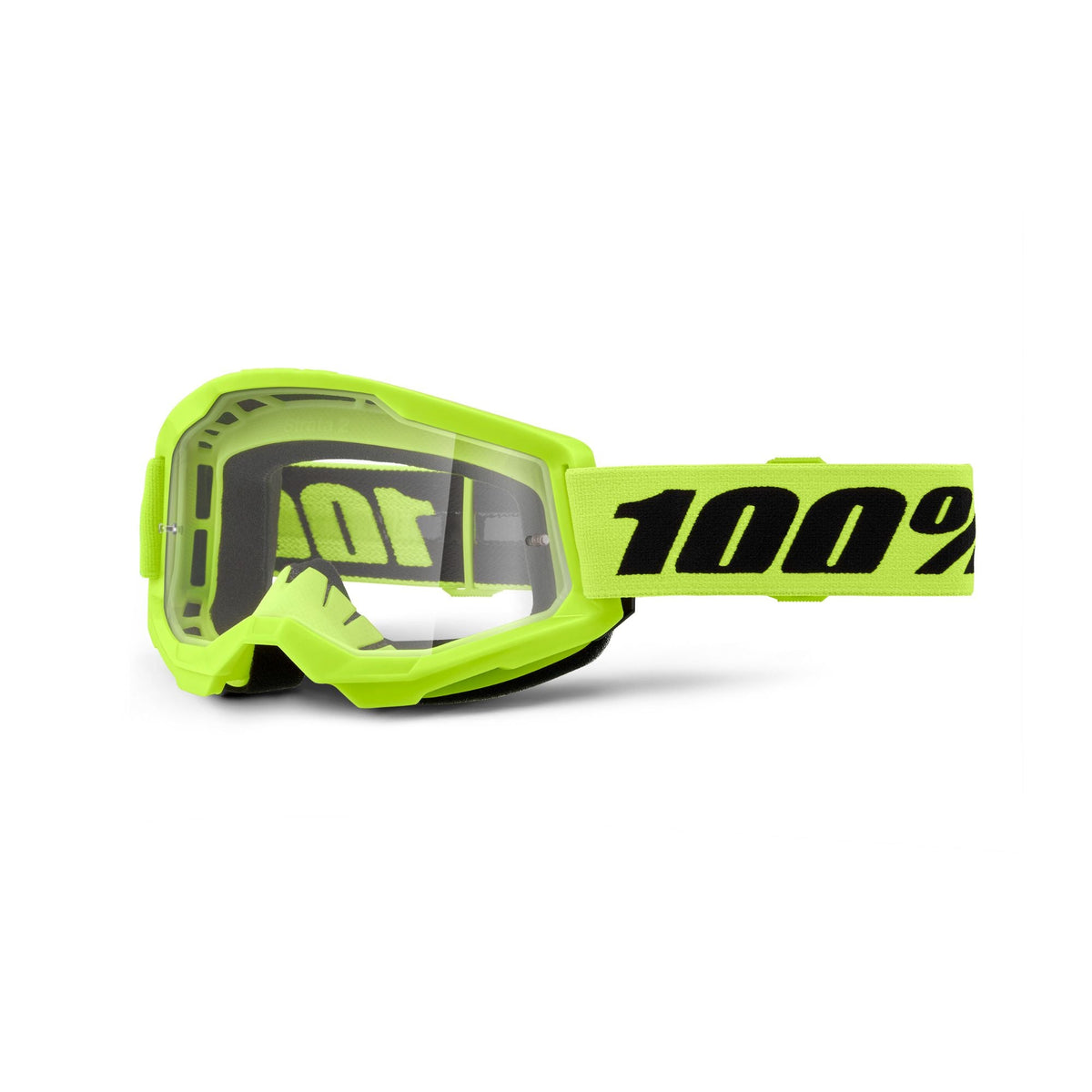 100% Strata 2 Clear Lens Goggles Neon Yellow