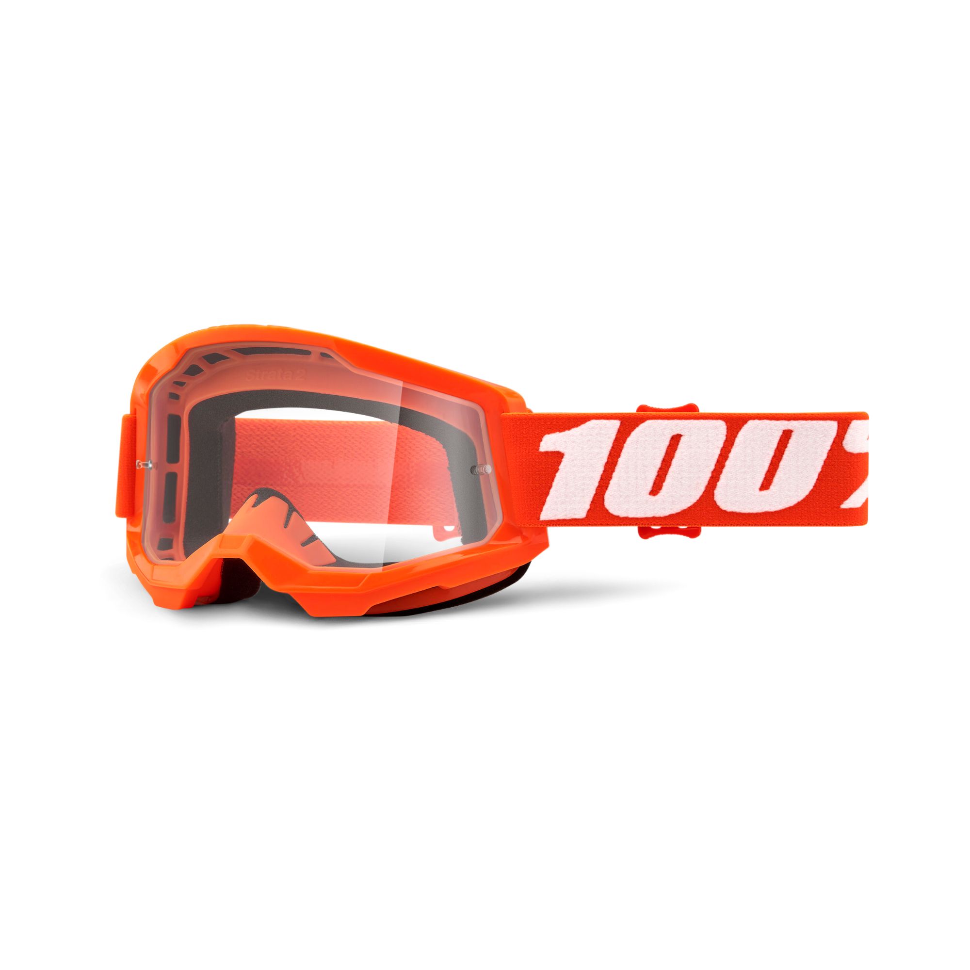100% Strata 2 Clear Lens Goggles Orange