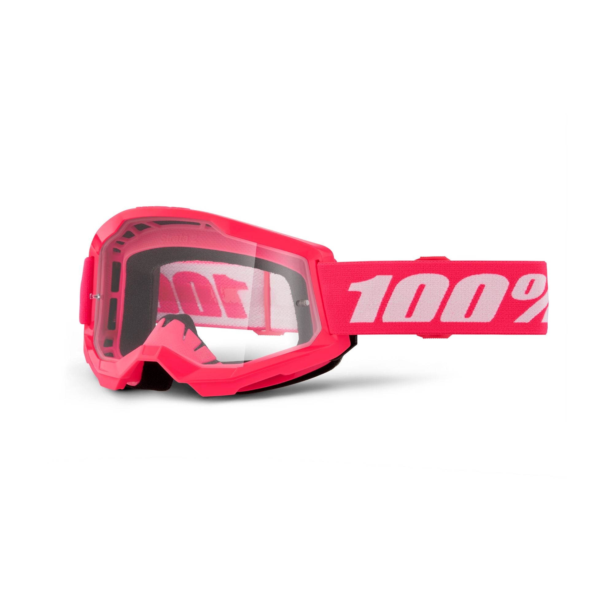 100% Strata 2 Clear Lens Goggles Pink