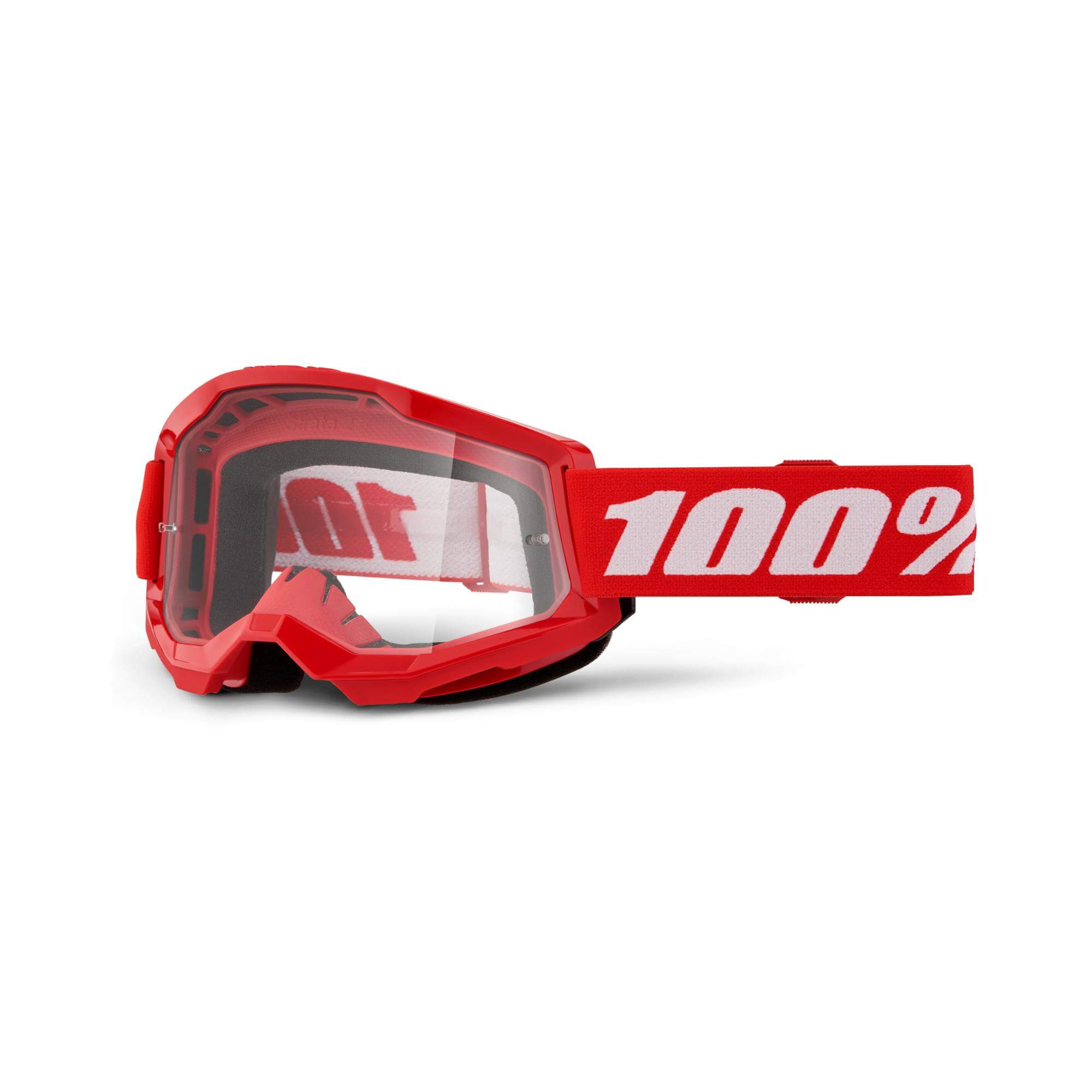 100% Strata 2 Clear Lens Goggles Red