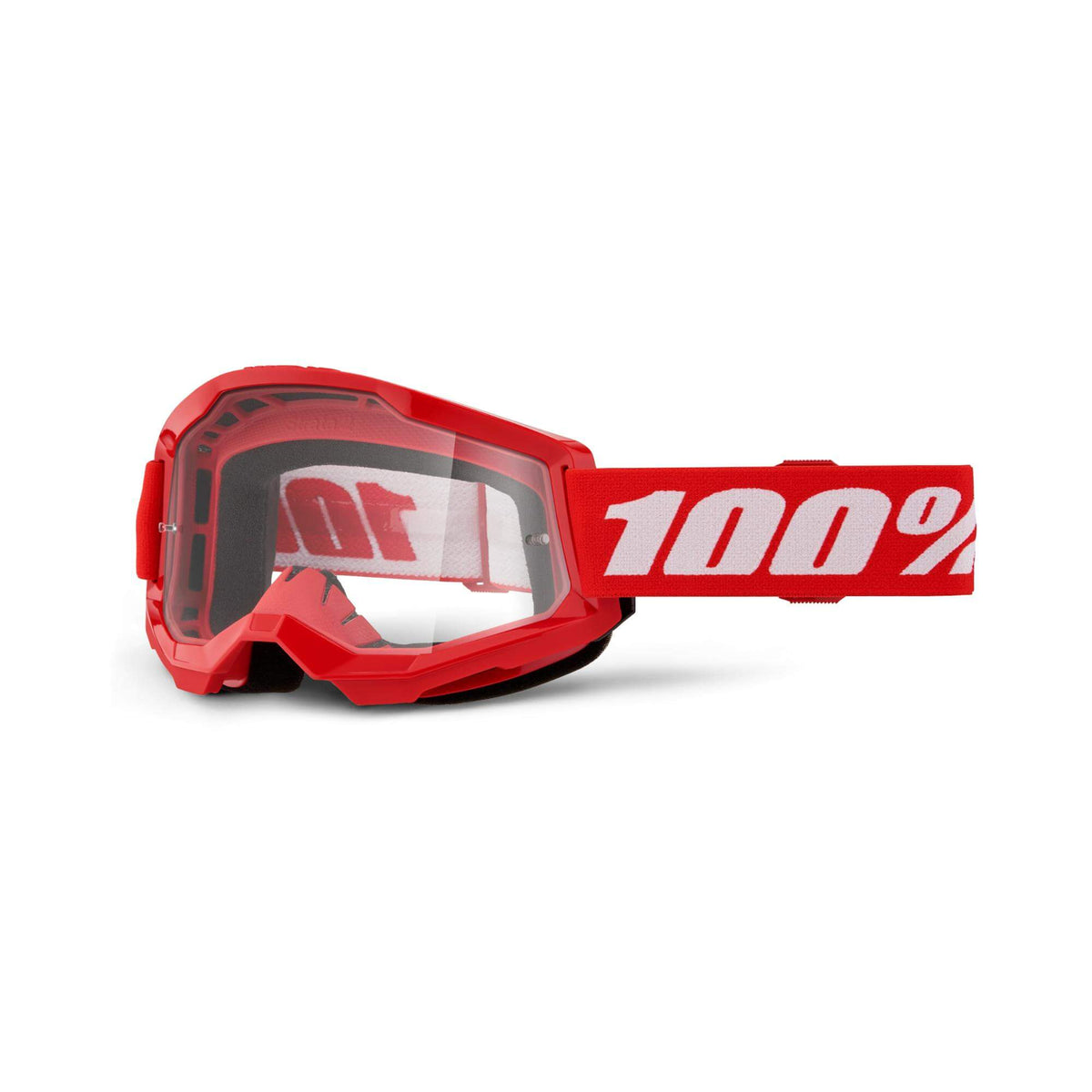 100% Strata 2 Clear Lens Goggles Red