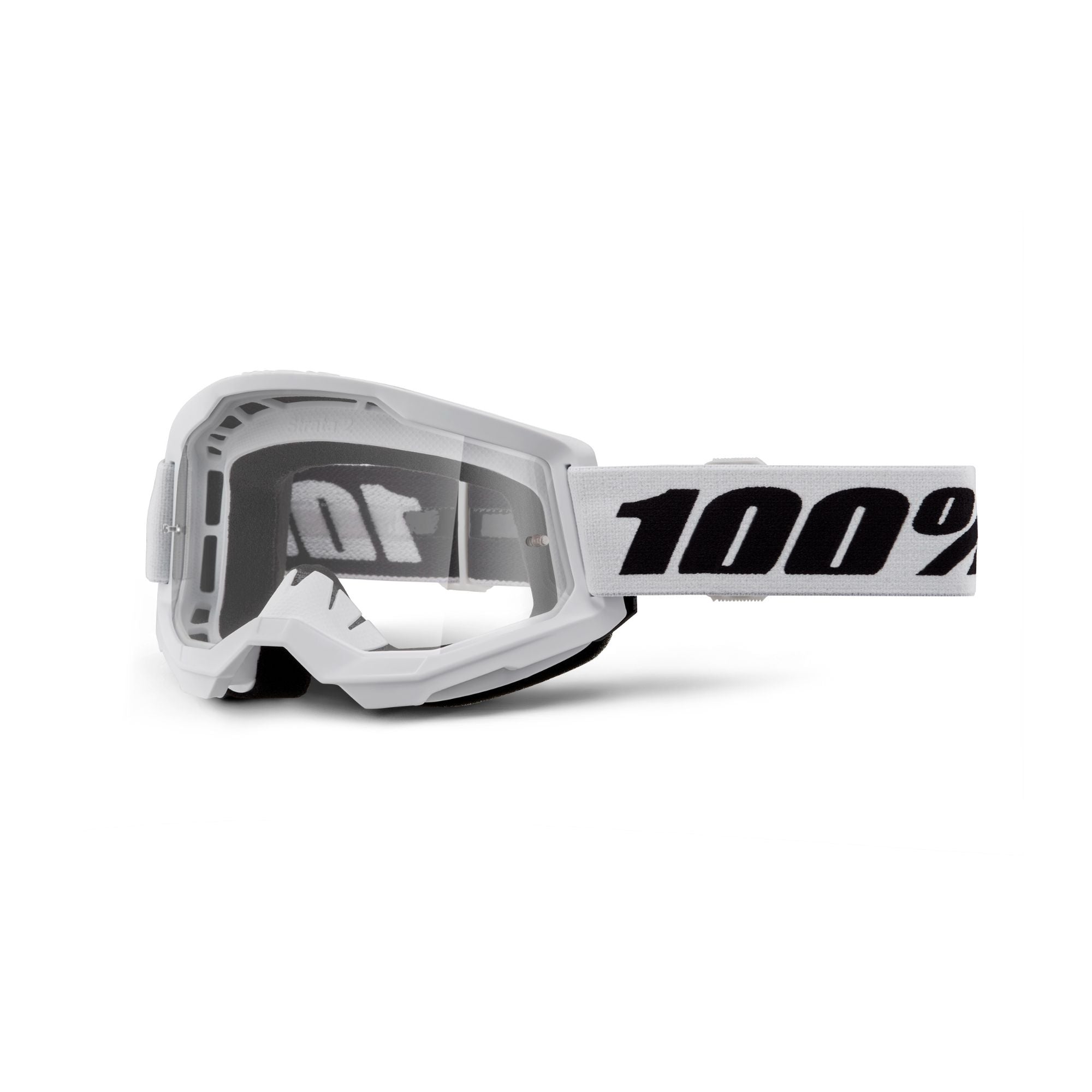 100% Strata 2 Clear Lens Goggles White