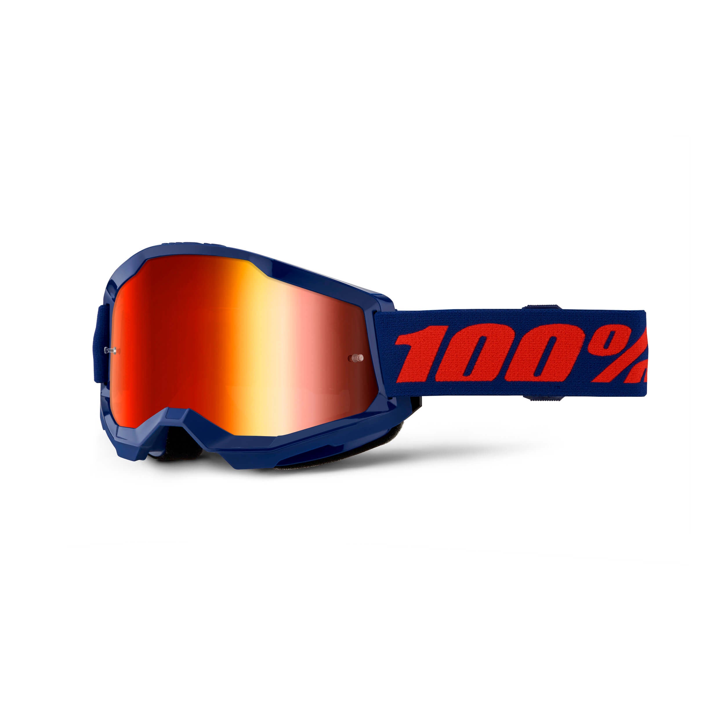 100% Strata 2 Mirror Lens Goggles Navy / Red Mirror Lens