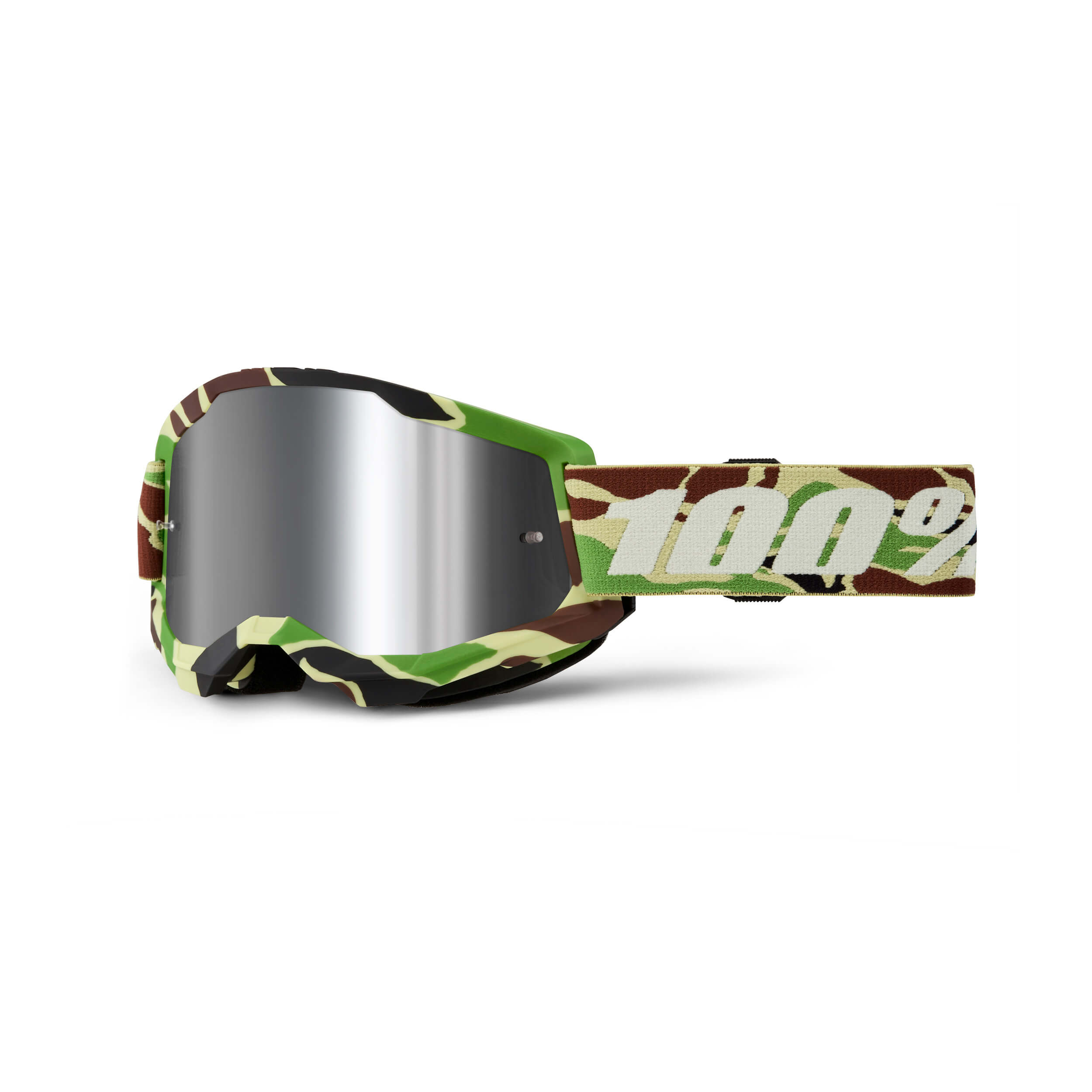 100% Strata 2 Mirror Lens Goggles War Camo / Silver Mirror Lens