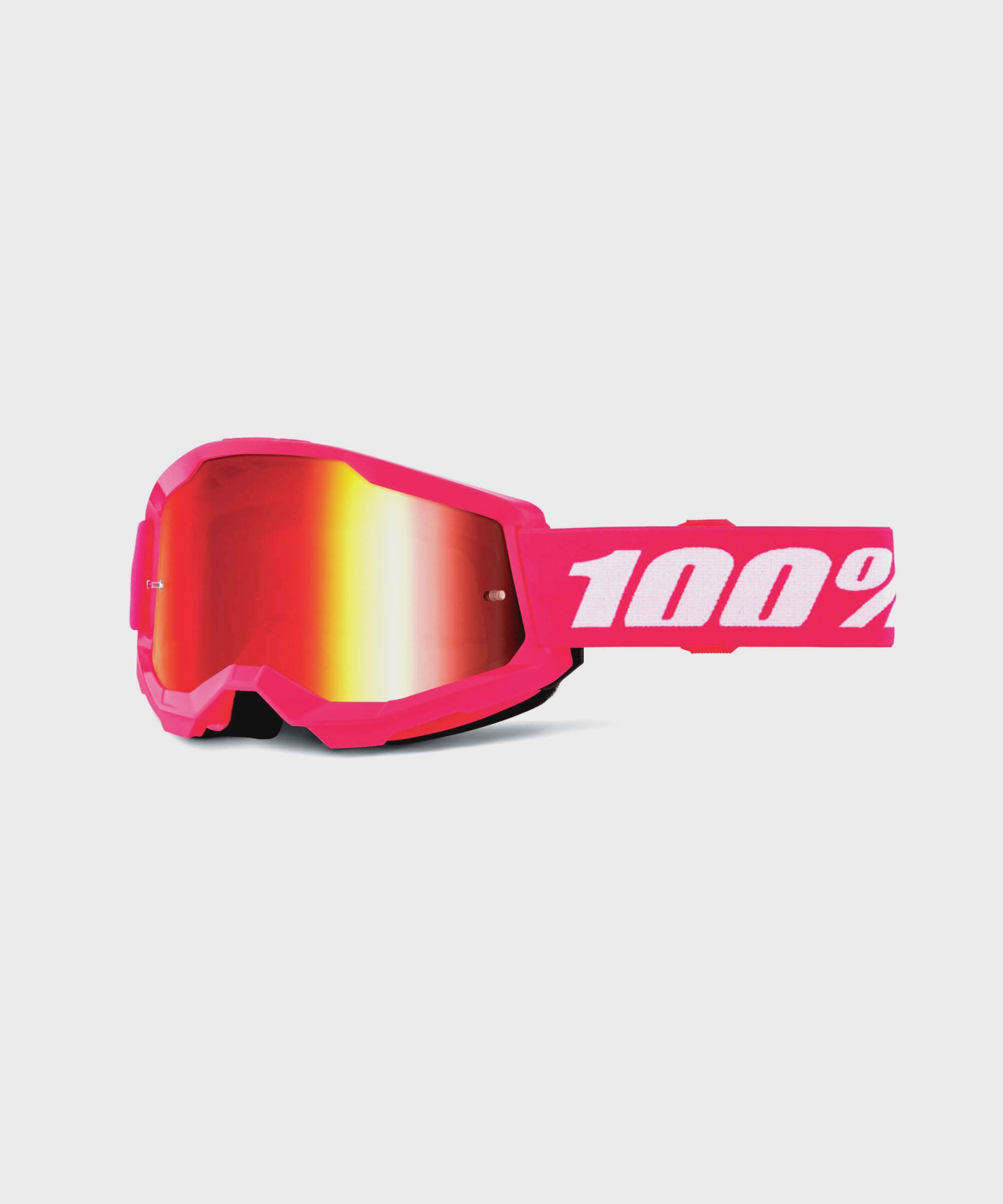 100% Strata 2 Youth Goggles Pink / Mirror Red Lens