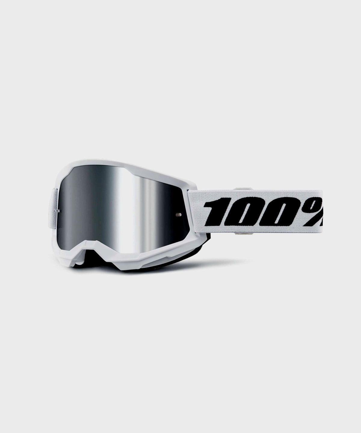 100% Strata 2 Youth Goggles White / Mirror Silver Lens