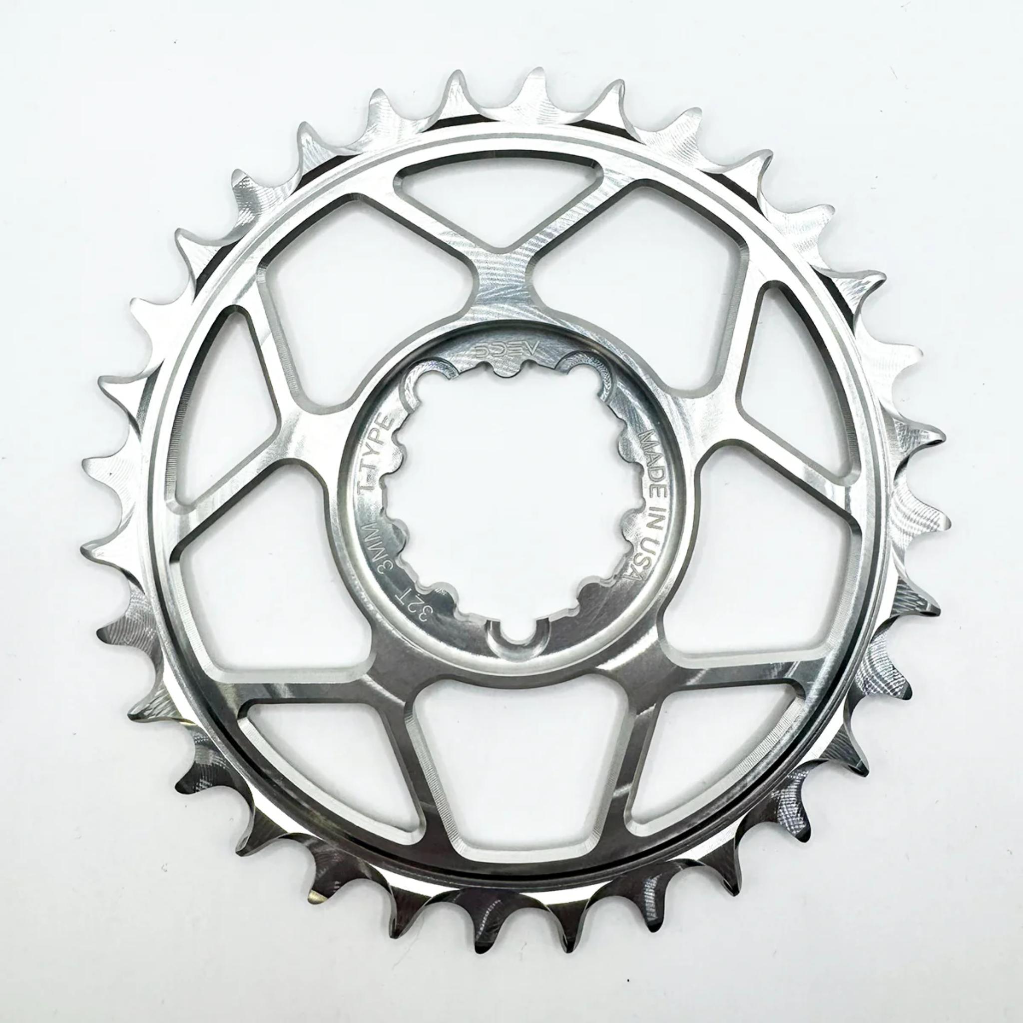 5DEV 3-Bolt Direct Mount T-Type Aluminium Chainring Raw Silver / 34T / 3-Bolt SRAM