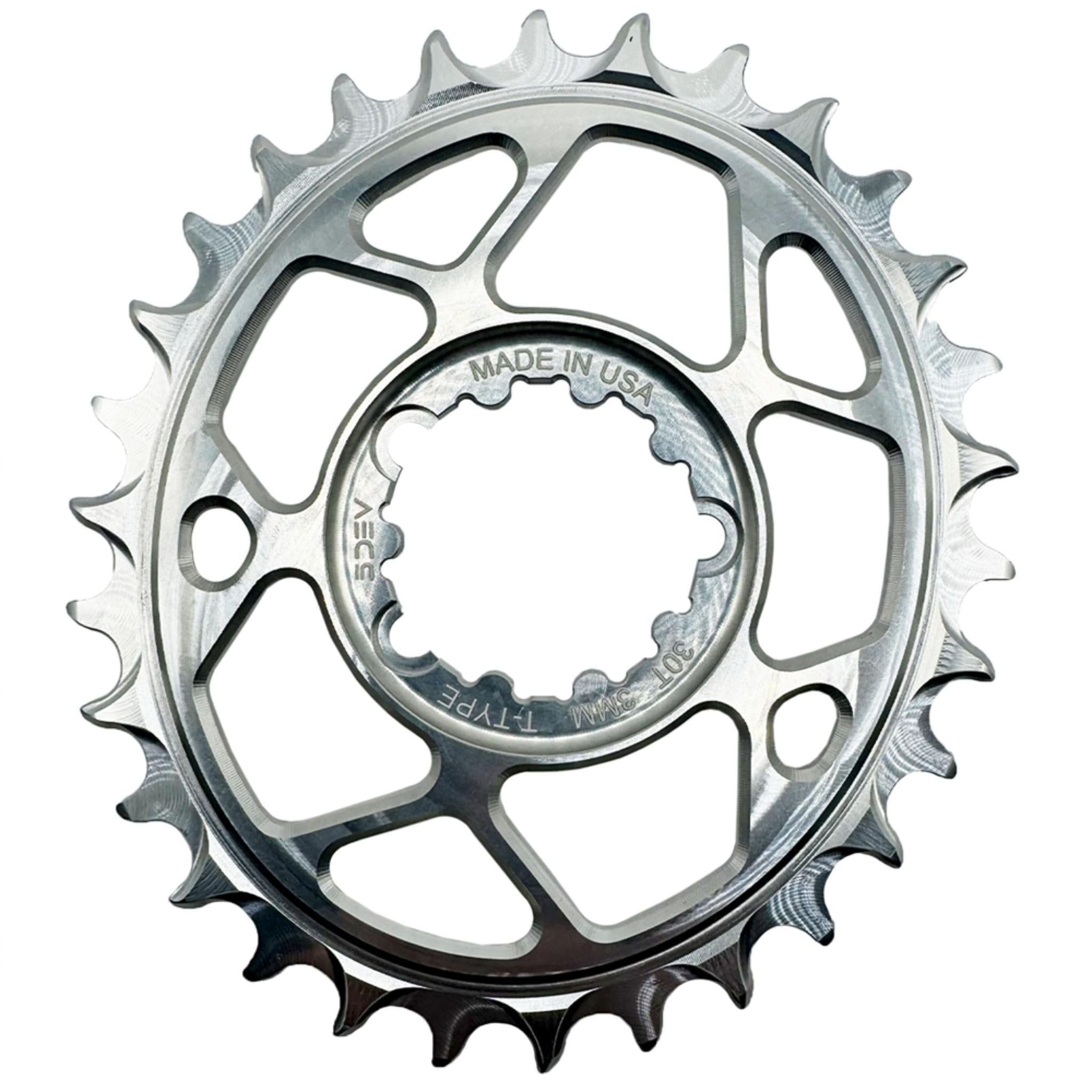 5DEV 3-Bolt Direct Mount T-Type Semi-Oval Chainring Raw Silver / 32T / 3-Bolt SRAM