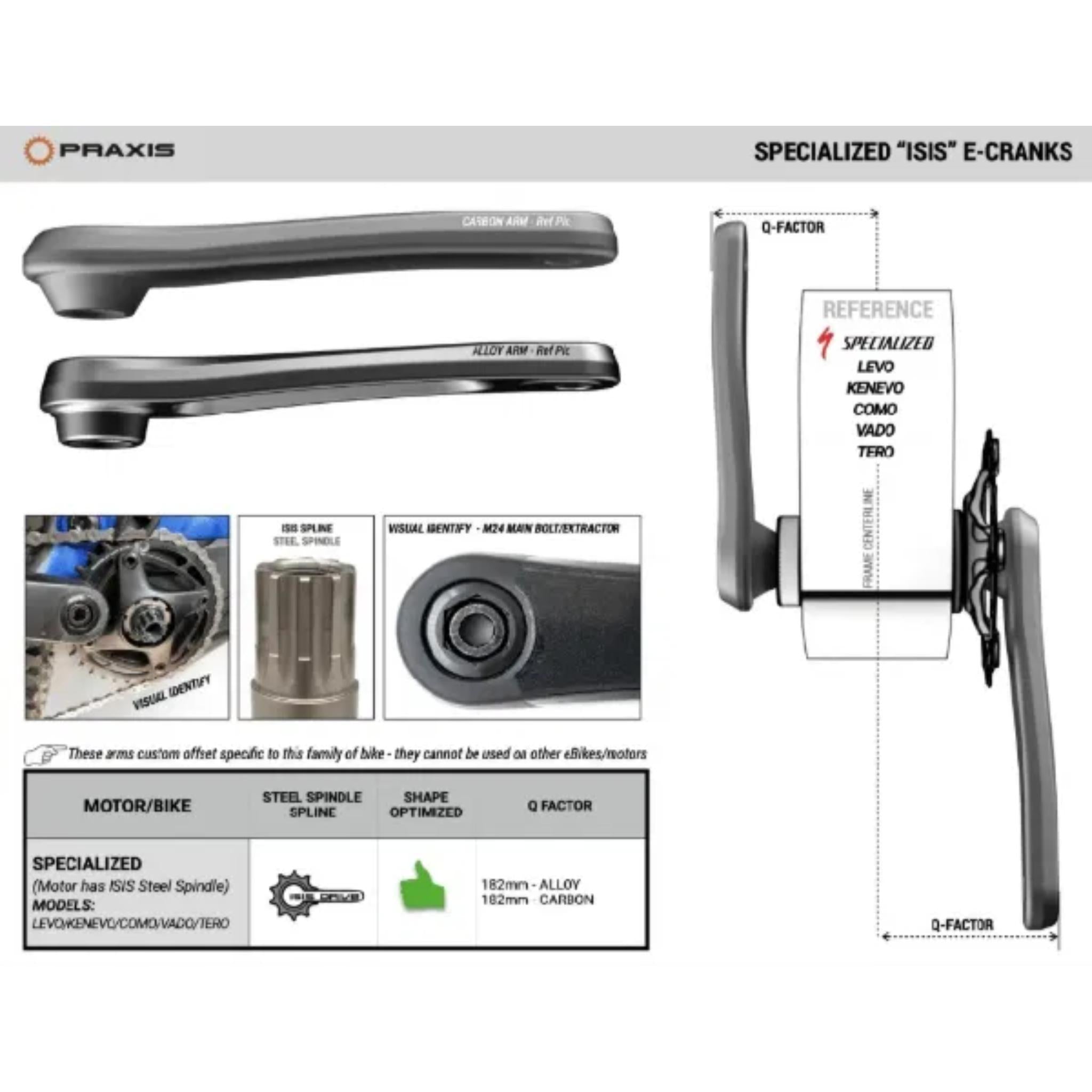 Carbon eBike Cranks for Specialized Turbo ISIS Spline