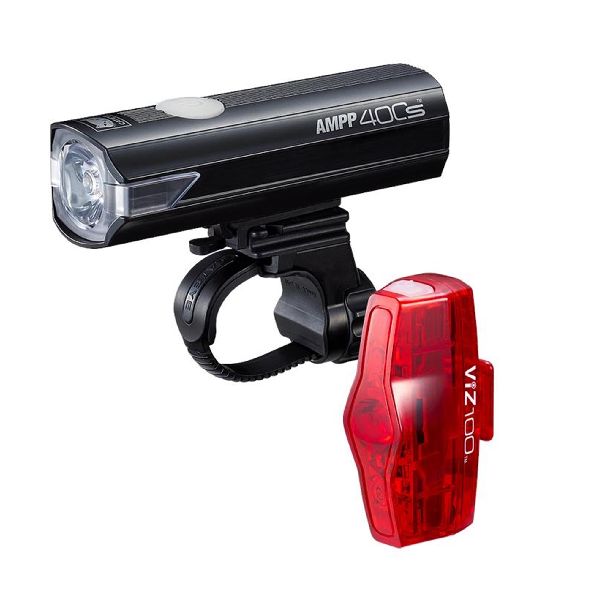 Cateye AMPP 400S / Viz 100 Bike Light Set USB-C Black