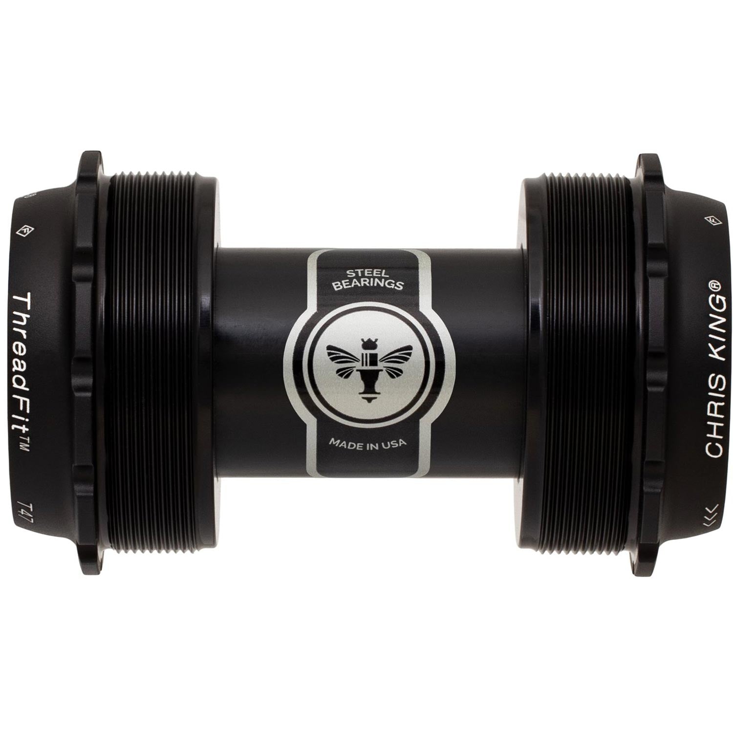 Chris King ThreadFit T47 24x Bottom Bracket Matte Black / 68-73mm - Steel Bearings