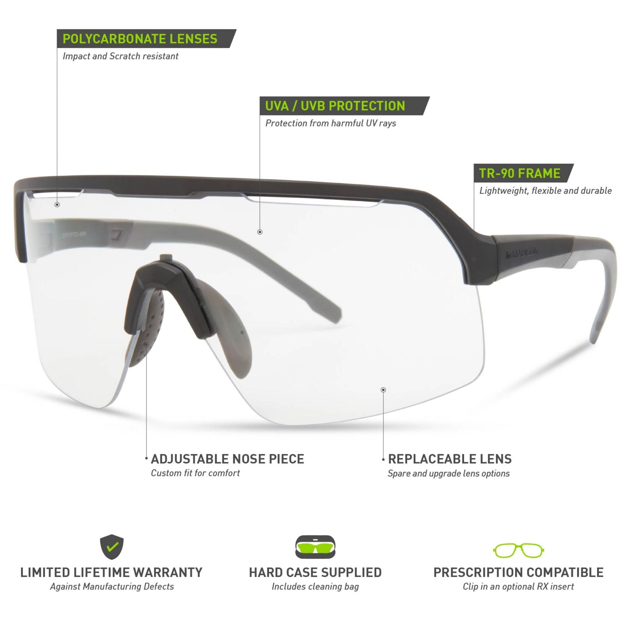 Crypto Air Matt Black Sunglasses - Clear Lens Matte Black